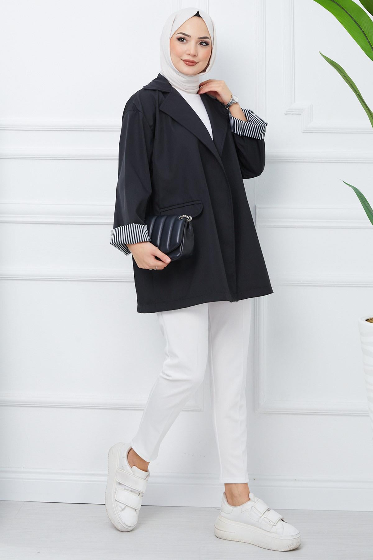 Oversize Bondit Ceket Siyah HM2333