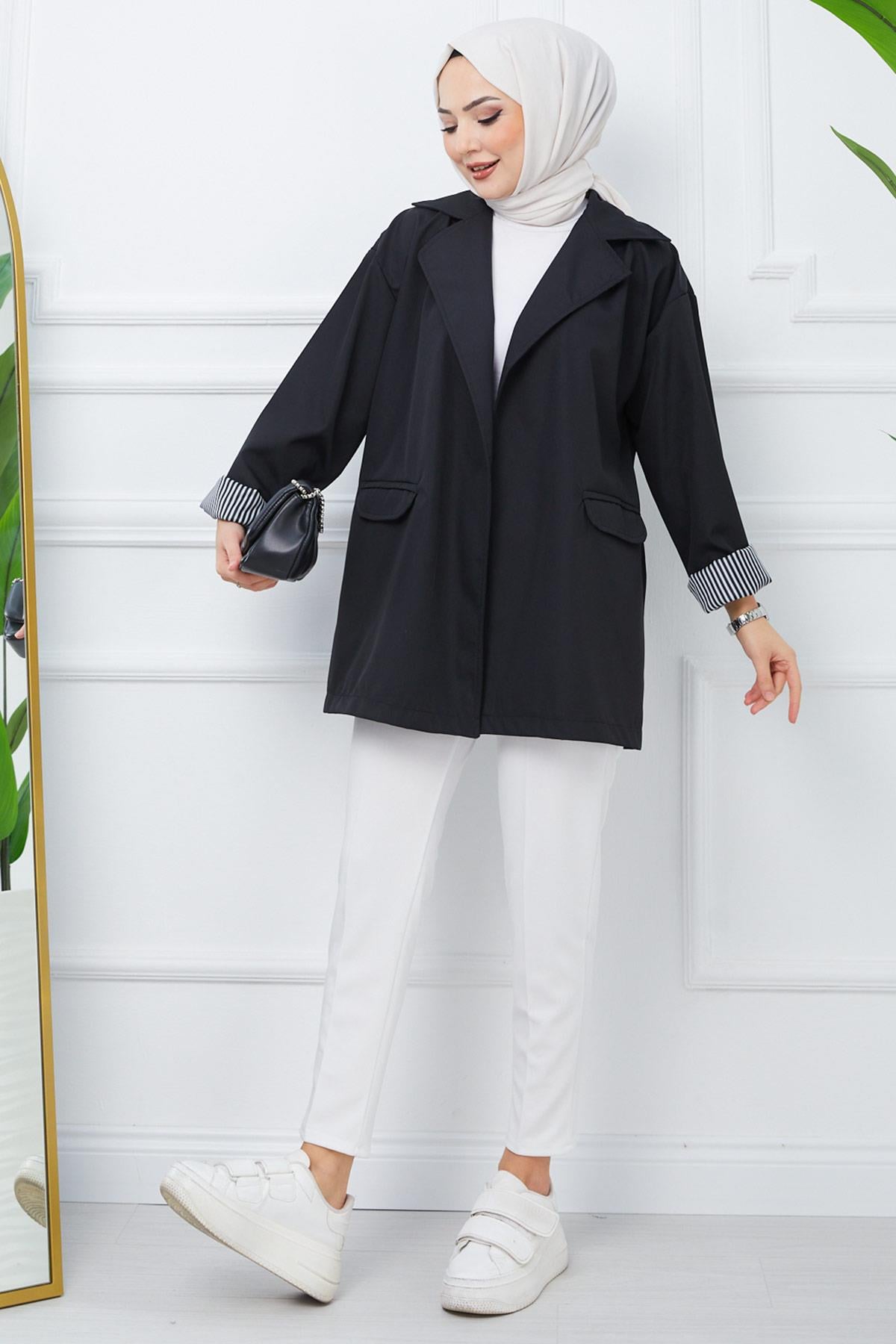 Oversize Bondit Ceket Siyah HM2333
