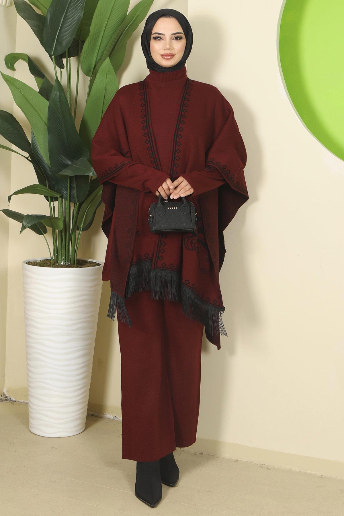 Pançolu Üçlü Triko Takım Bordo HM2814