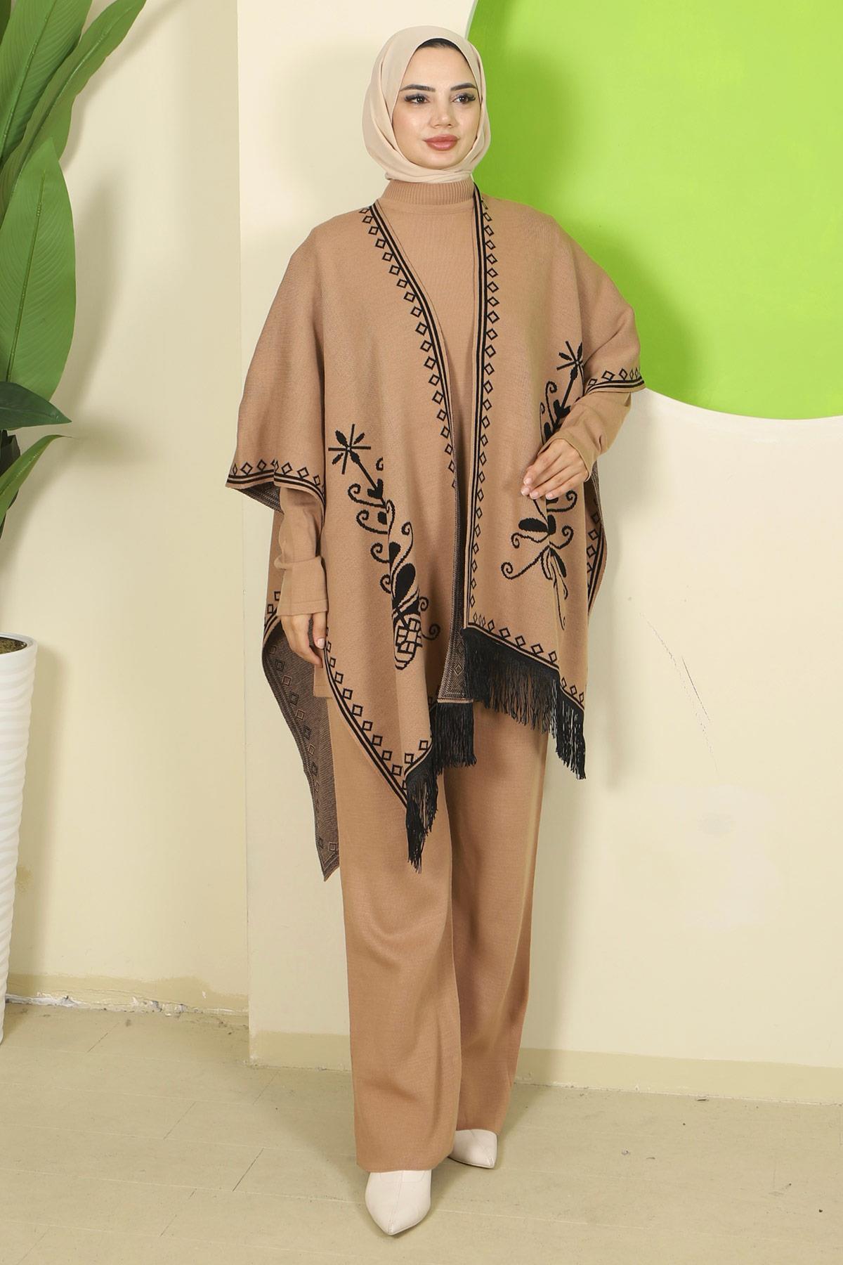 Pançolu Üçlü Triko Takım Camel HM2814