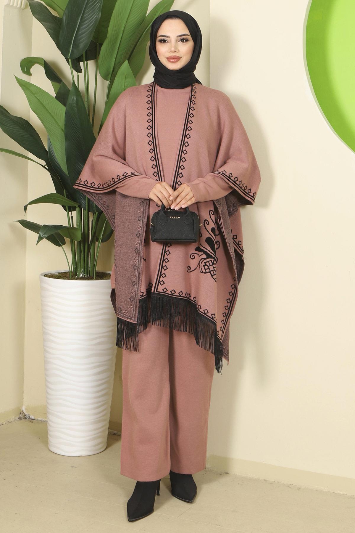 Pançolu Üçlü Triko Takım Gül Kurusu HM2814