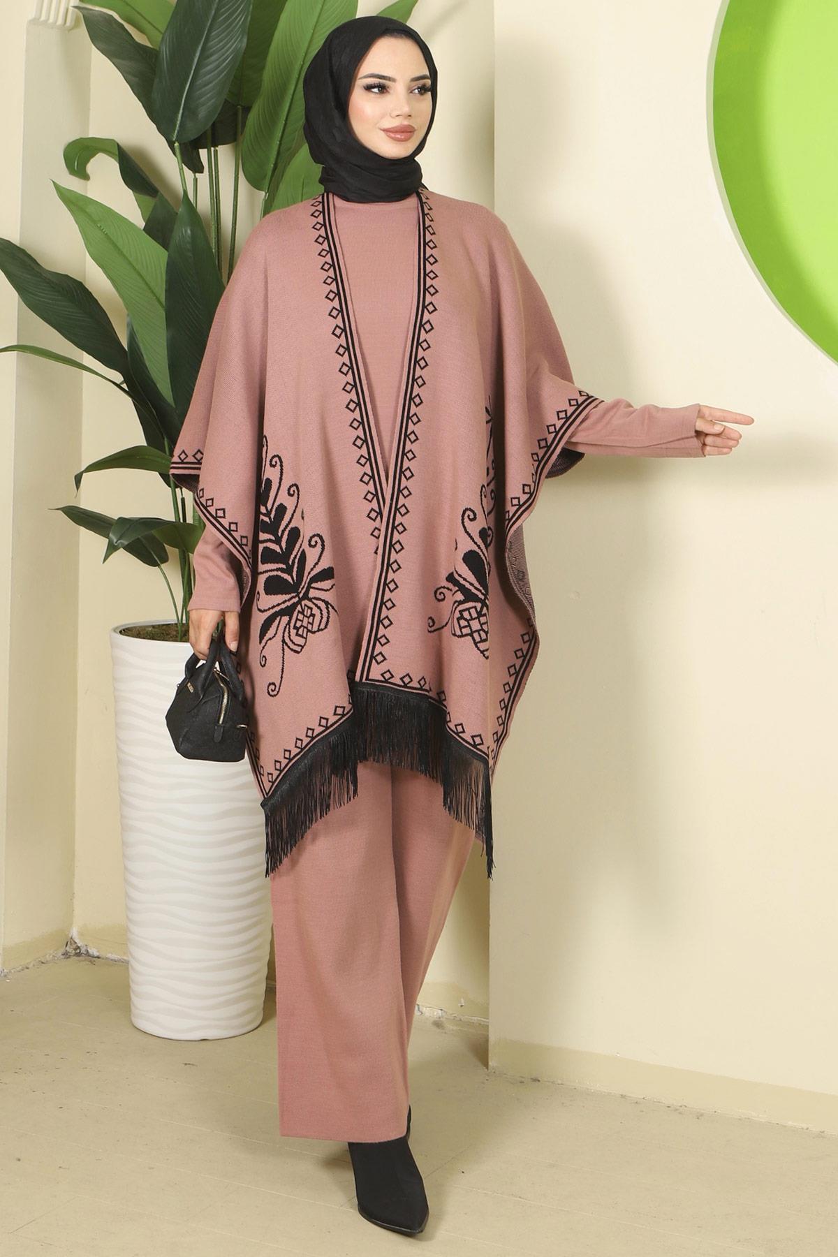 Pançolu Üçlü Triko Takım Gül Kurusu HM2814