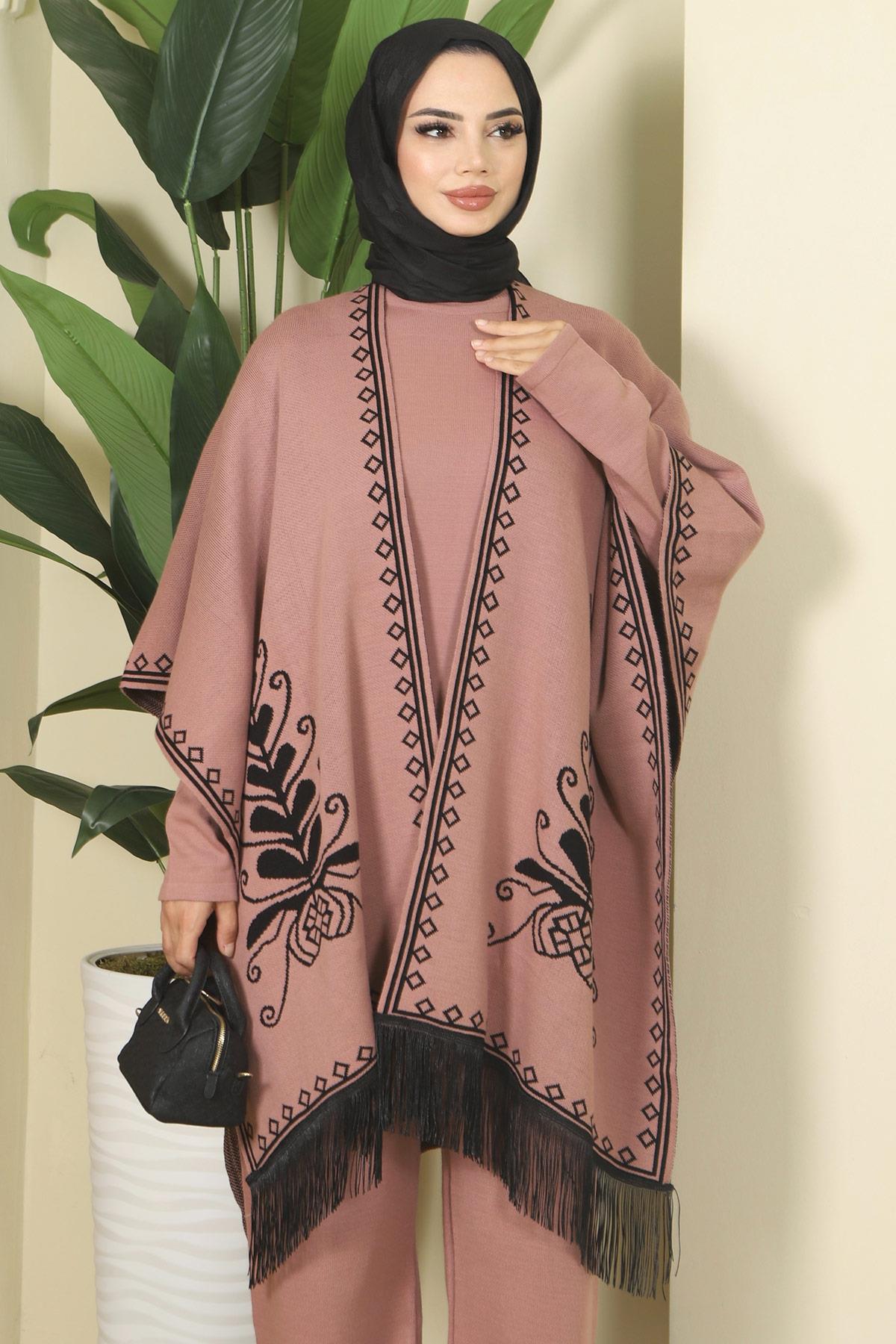 Pançolu Üçlü Triko Takım Gül Kurusu HM2814