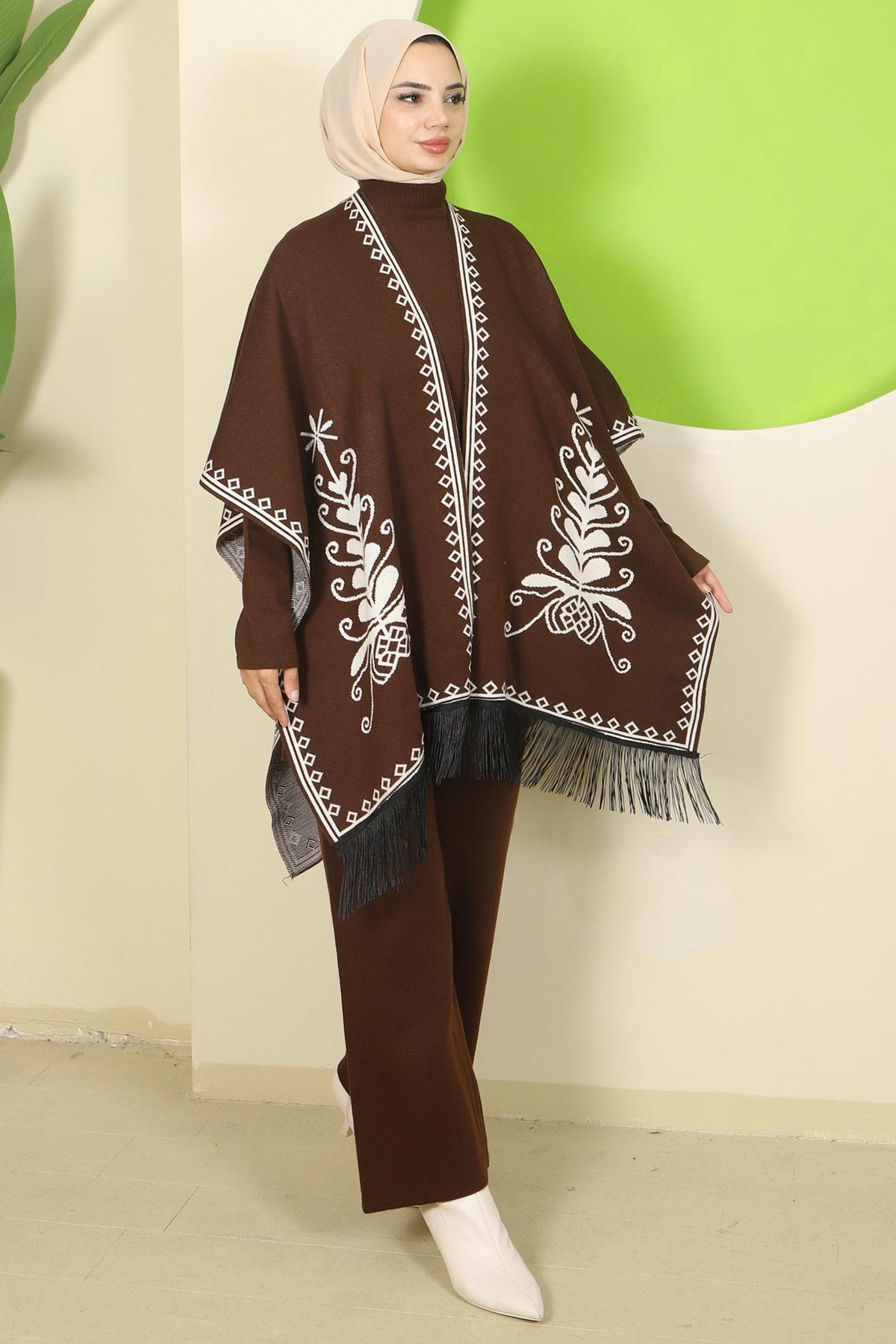 Pançolu Üçlü Triko Takım Kahverengi HM2814