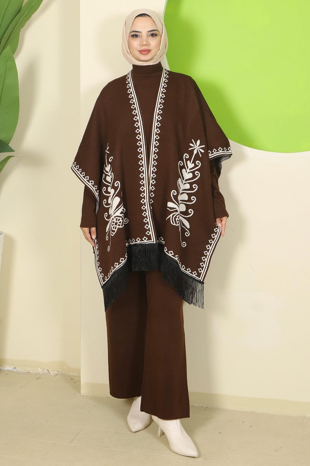 Pançolu Üçlü Triko Takım Kahverengi HM2814