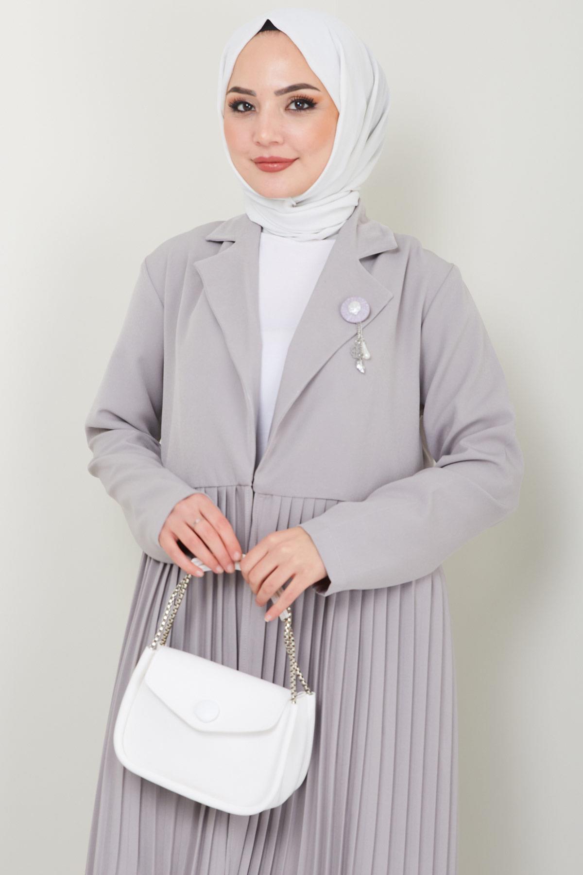 Piliseli Ceketli İkili Takım Gri HM2396