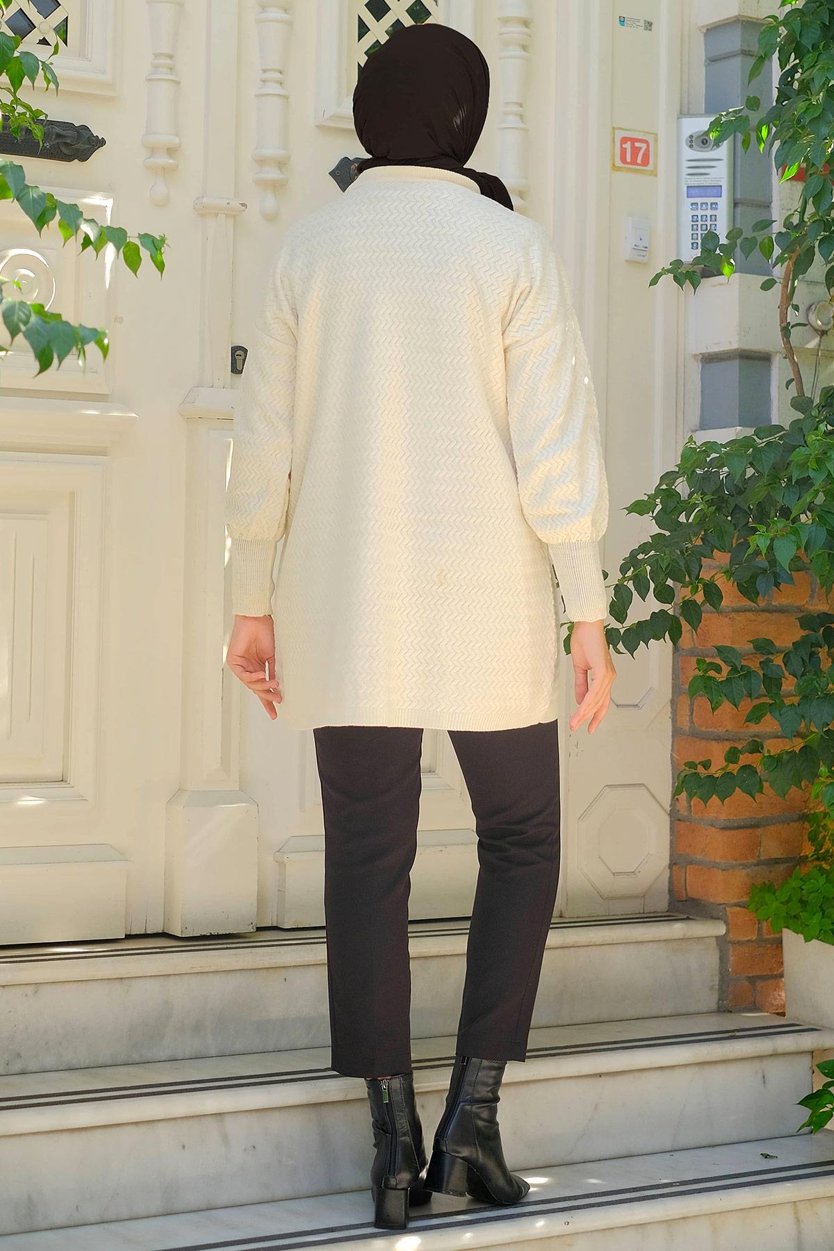 Salaş Triko Tunik Krem HM2230