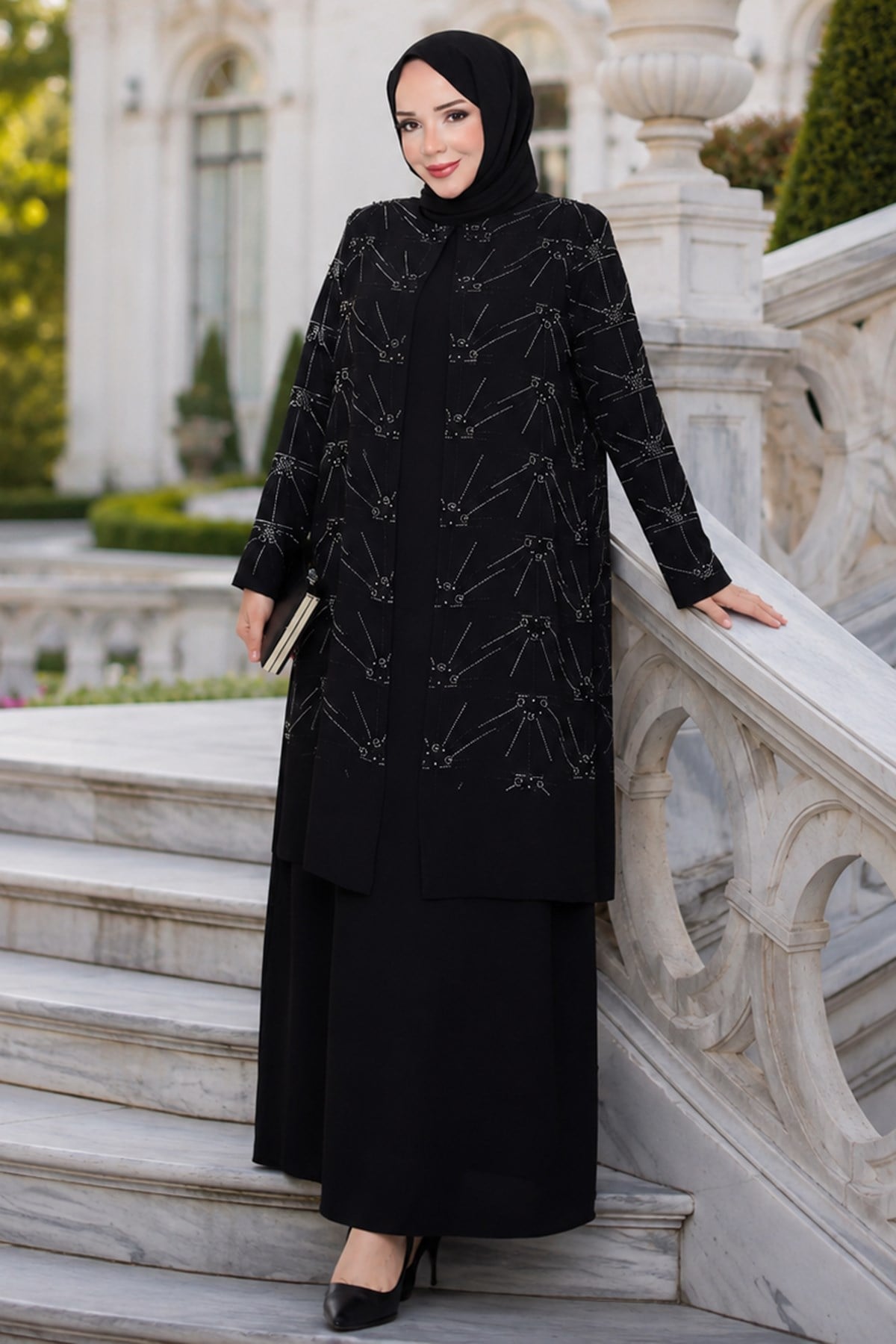Takım Görünümlü Anne Abiyesi Siyah HM2950