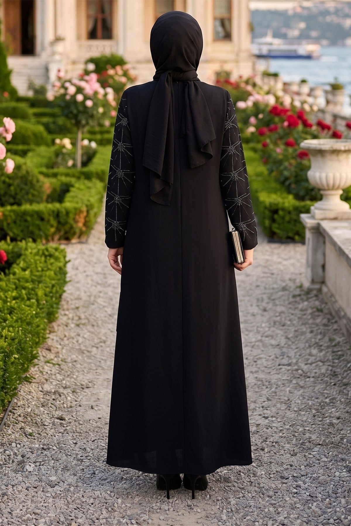 Takım Görünümlü Anne Abiyesi Siyah HM2950
