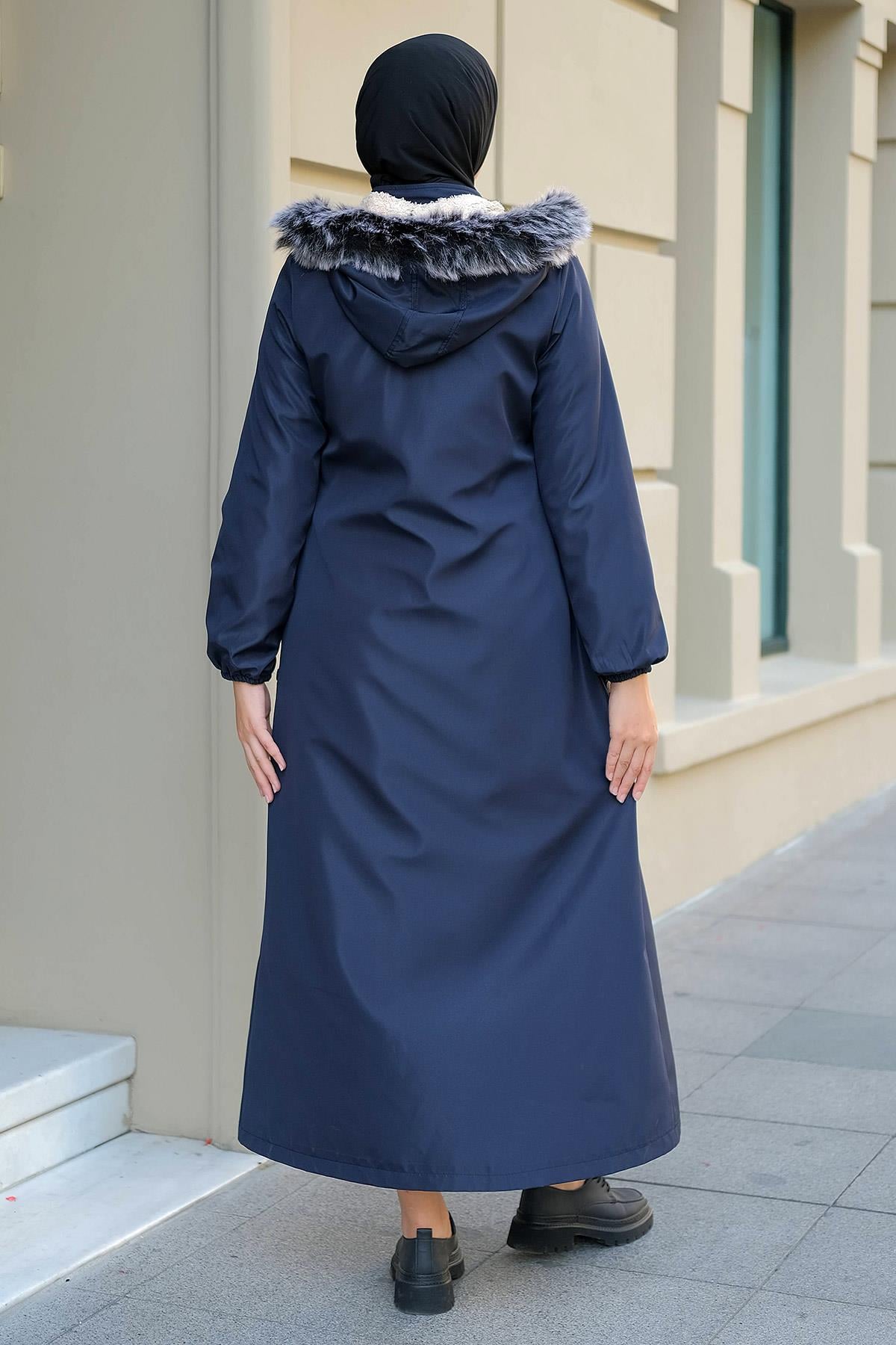 Tam Boy Büyük Beden Mont Lacivert HM2286