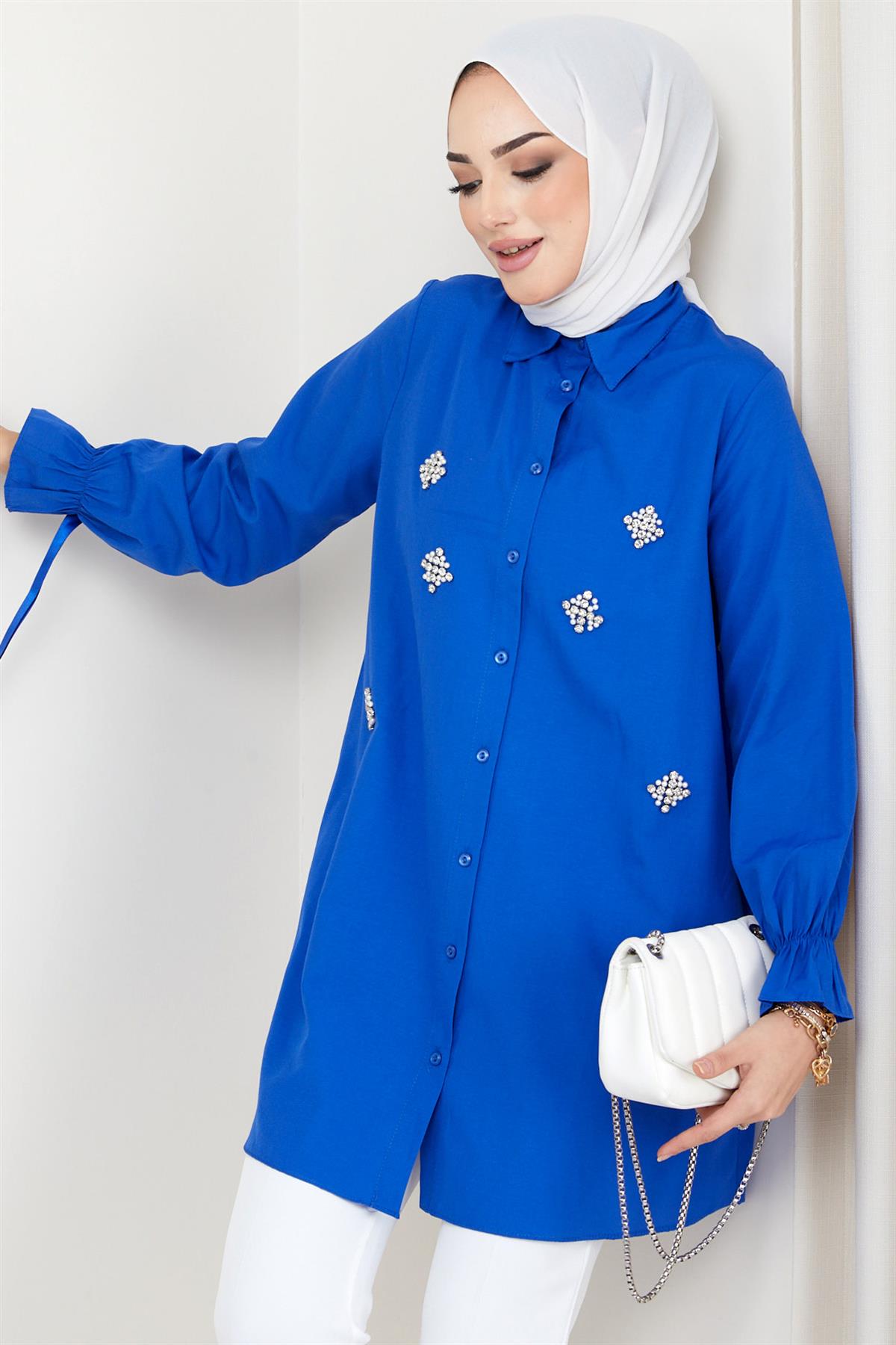 Taş Detaylı Tunik İndigo