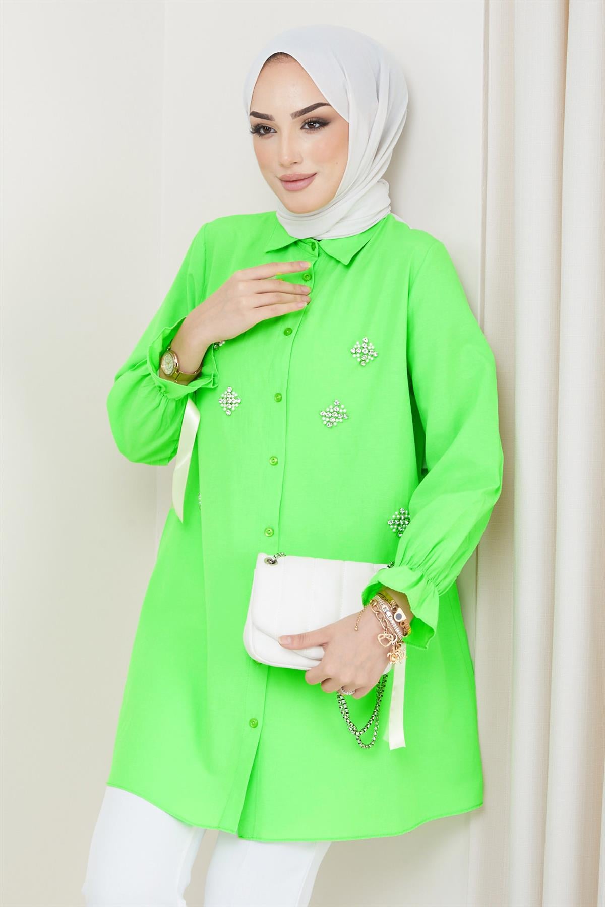 Taş Detaylı Tunik Yeşil