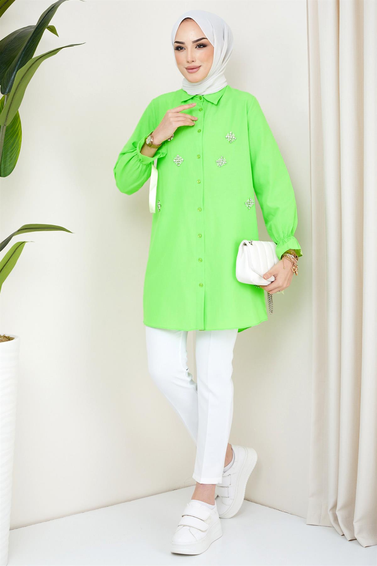 Taş Detaylı Tunik Yeşil
