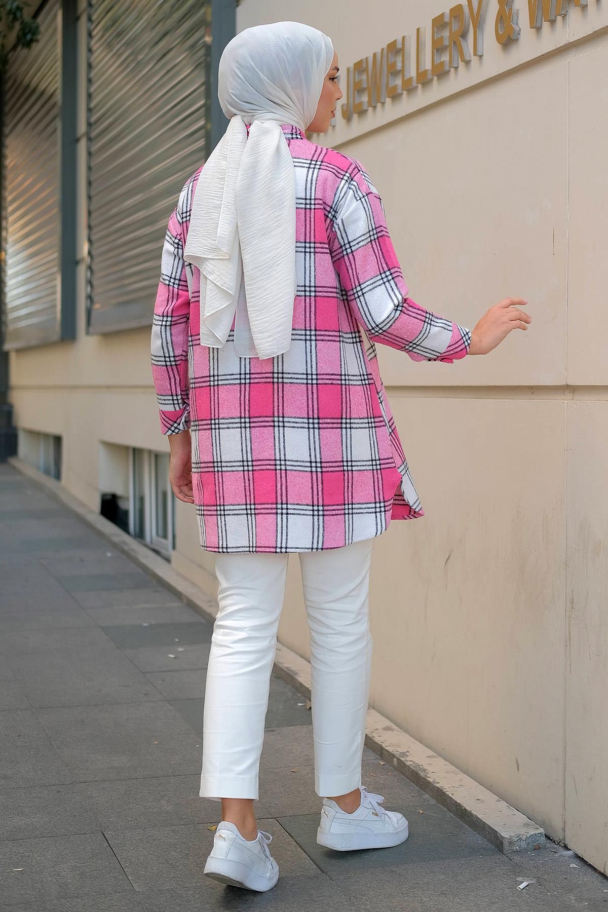 Tek Cepli Oduncu Gömlek Pembe HM2271
