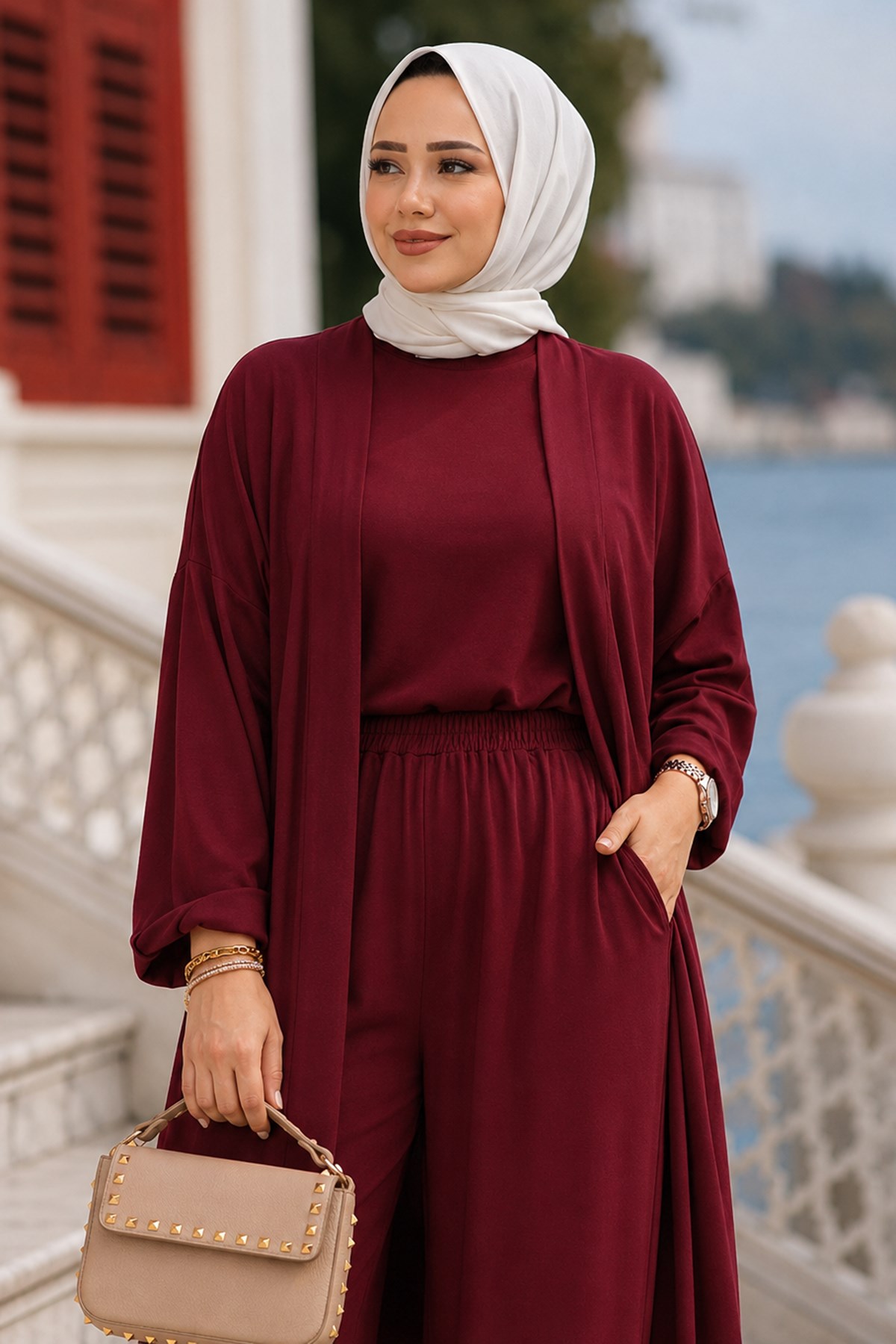 Üçlü Penye Takım Bordo HM2954