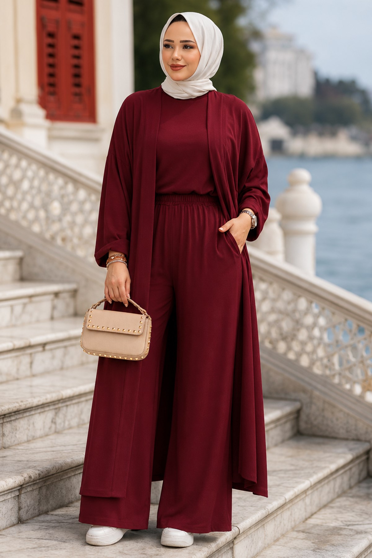 Üçlü Penye Takım Bordo HM2954