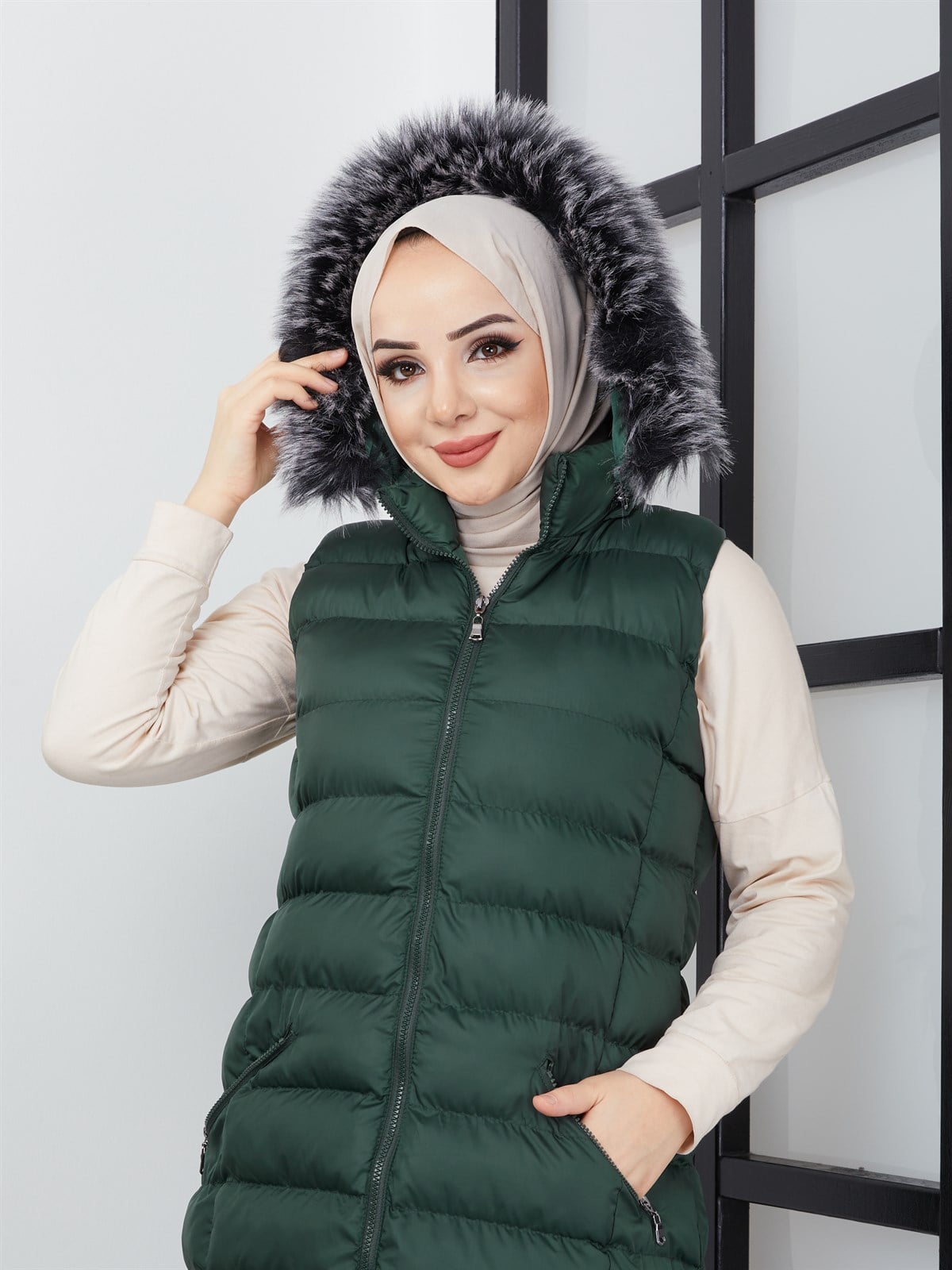 Uzun Dolumlu Şişme Yelek Haki