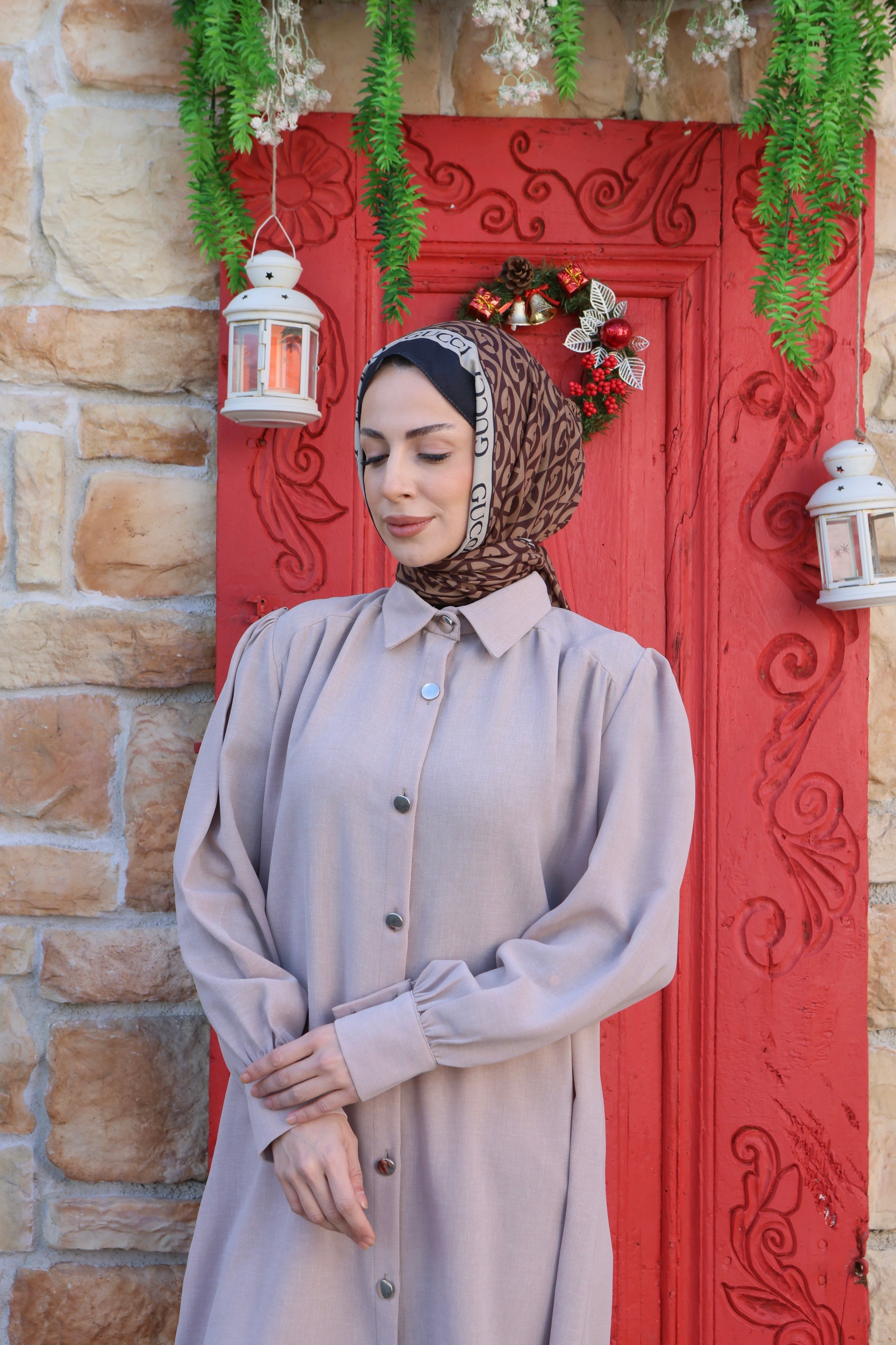 Uzun Düğmeli Tunik Vizon HNT8533