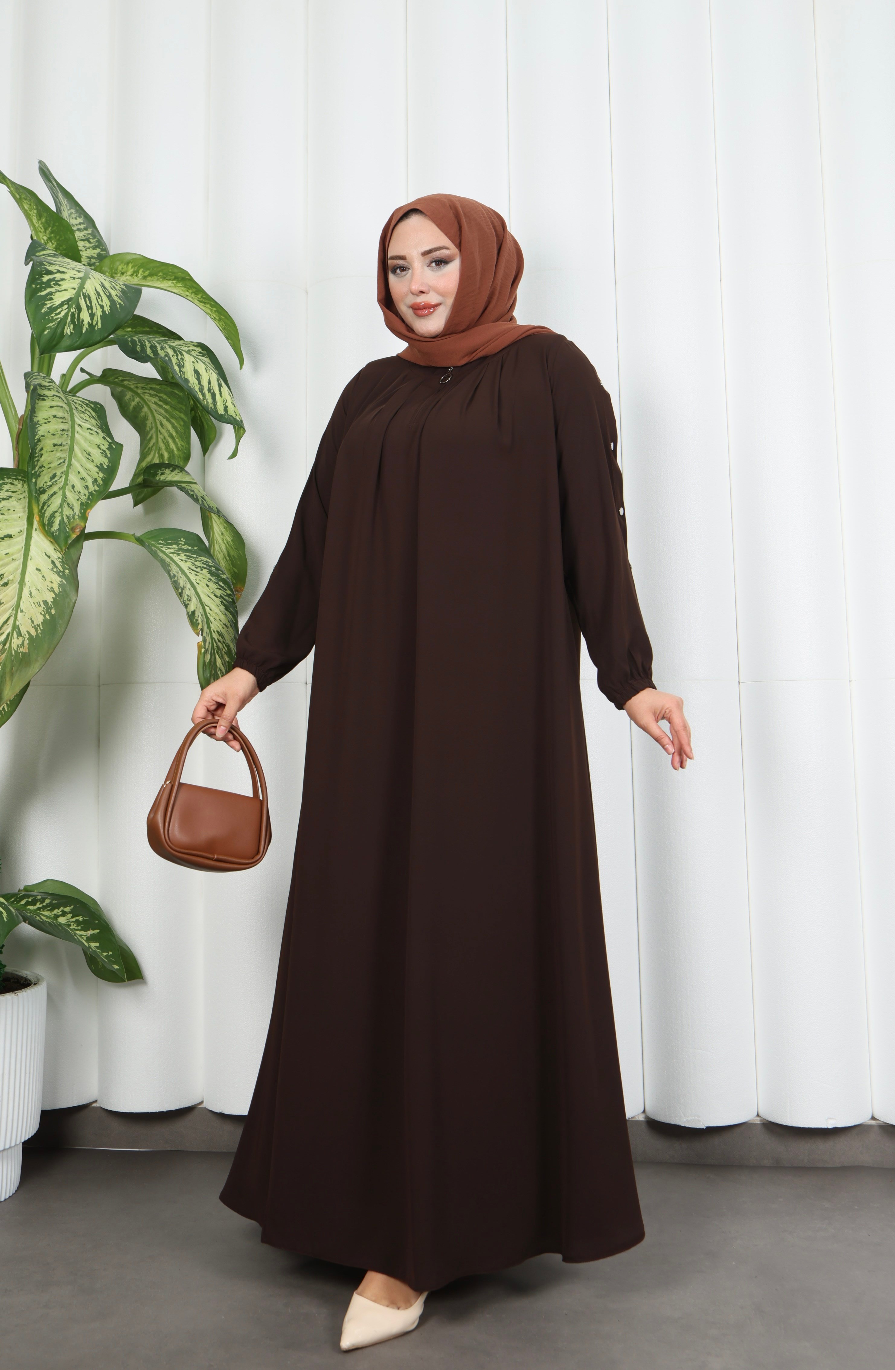 Yakadan Pileli Yarım Mevlana Ferace Acı Kahve HNT7063