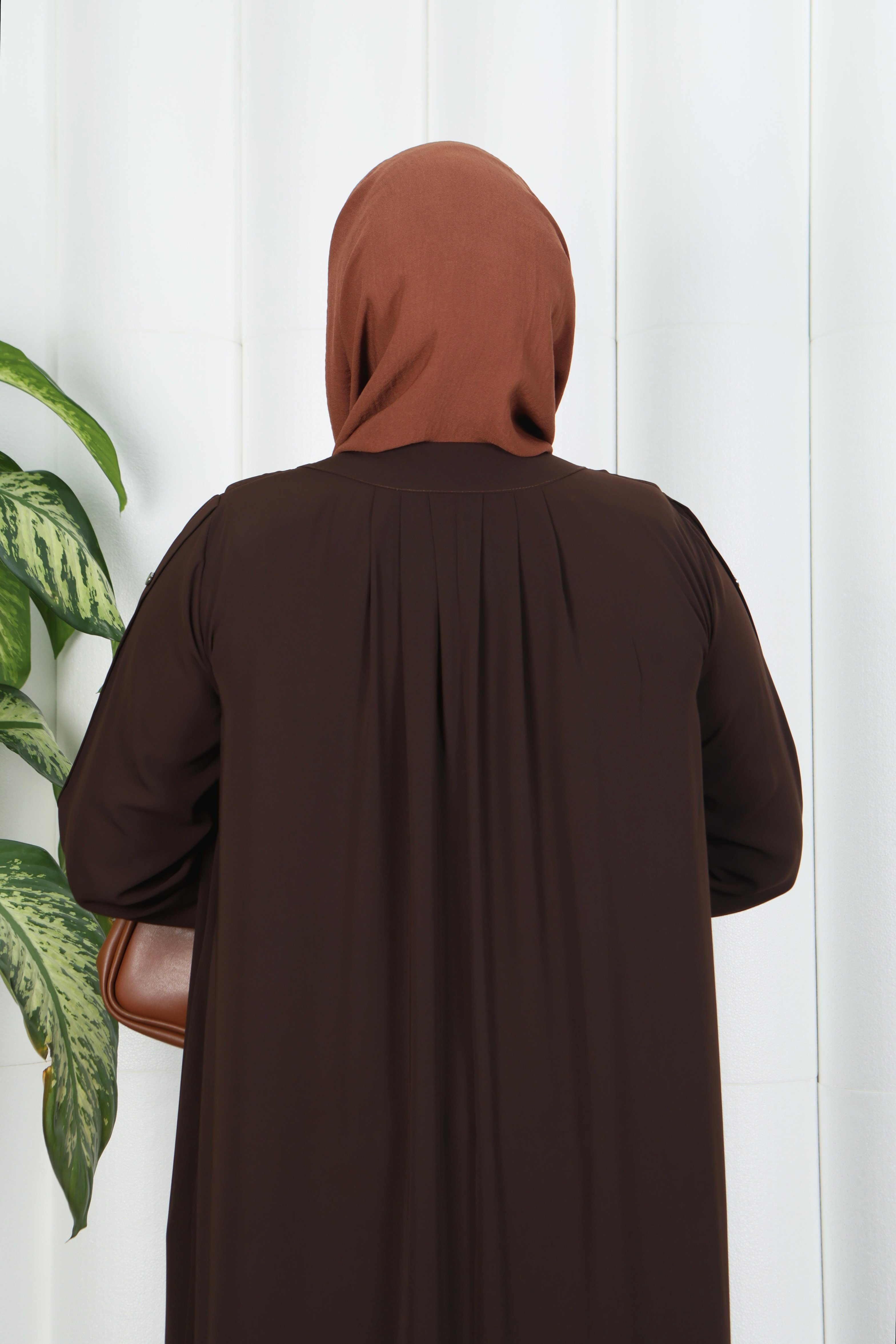 Yakadan Pileli Yarım Mevlana Ferace Acı Kahve HNT7063