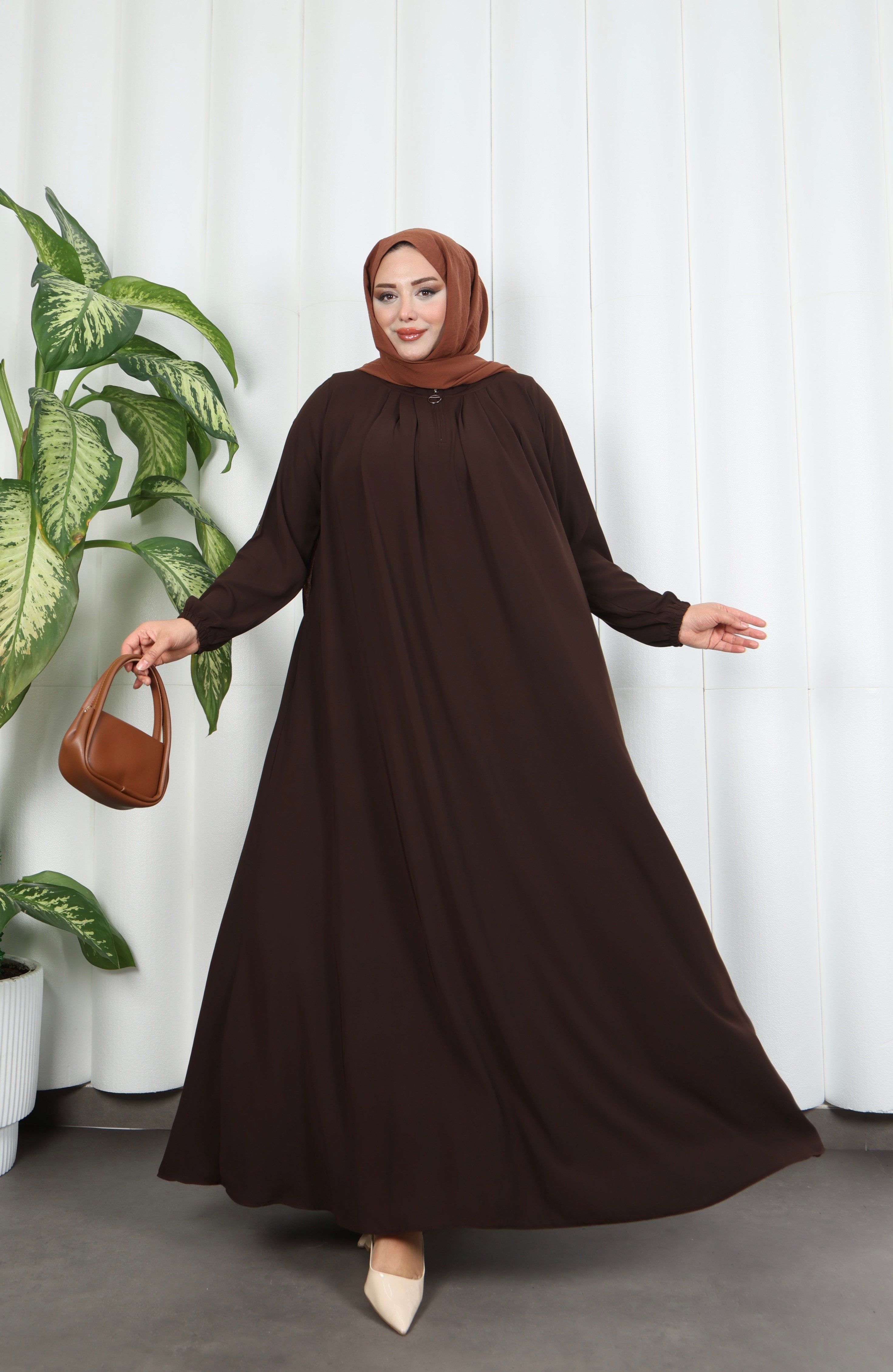 Yakadan Pileli Yarım Mevlana Ferace Acı Kahve HNT7063