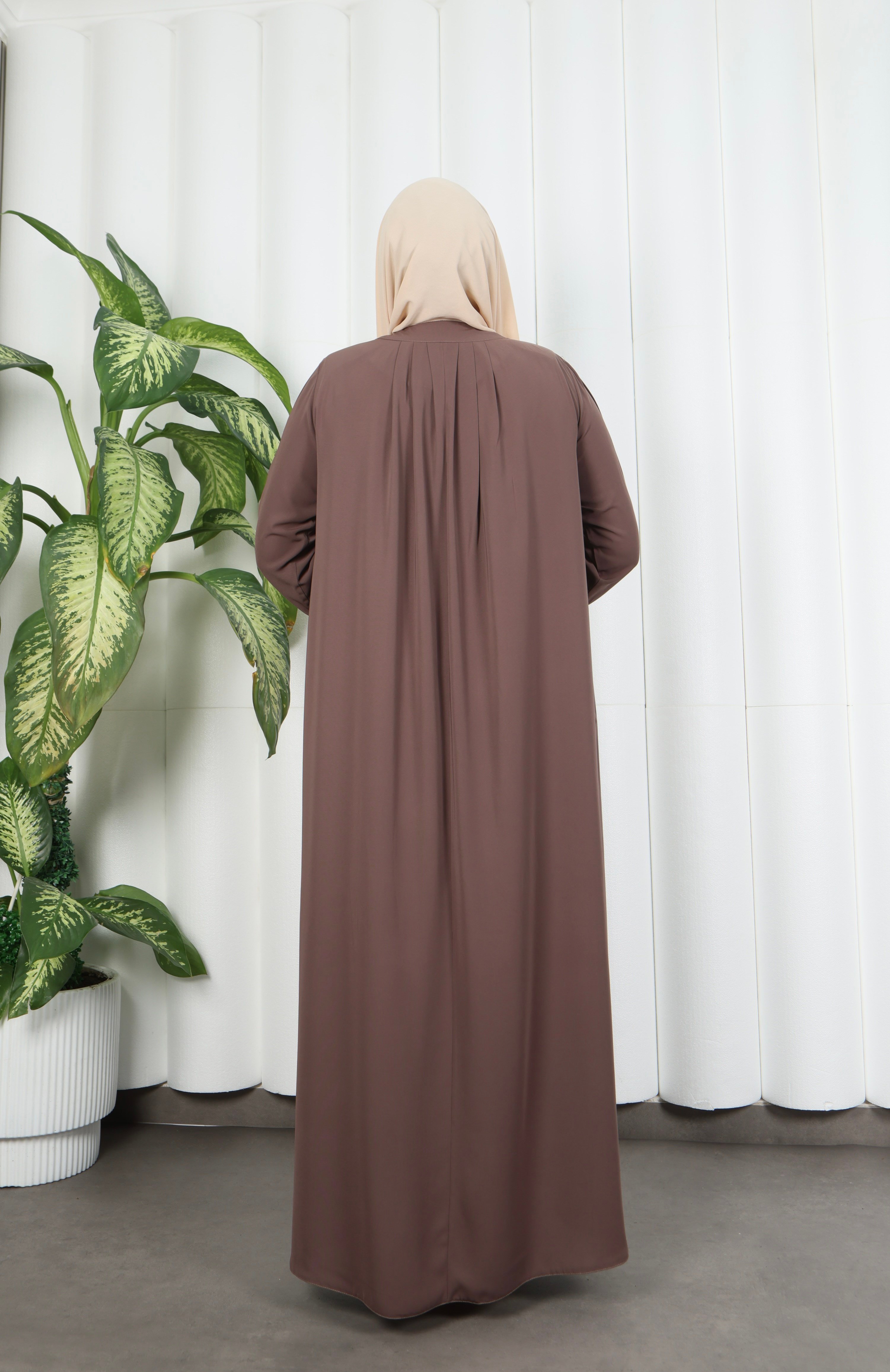 Yakadan Pileli Yarım Mevlana Ferace VİZON HNT7063