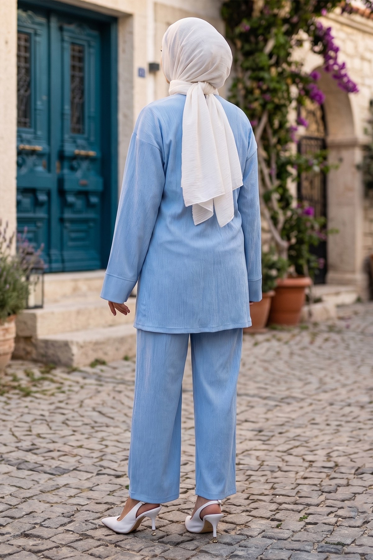 Yandan Bağlamalı Kimono Takım Bebe Mavisi HM2935