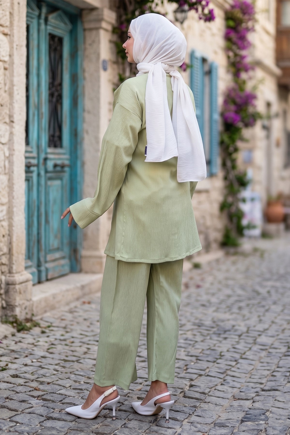 Yandan Bağlamalı Kimono Takım Mint HM2935
