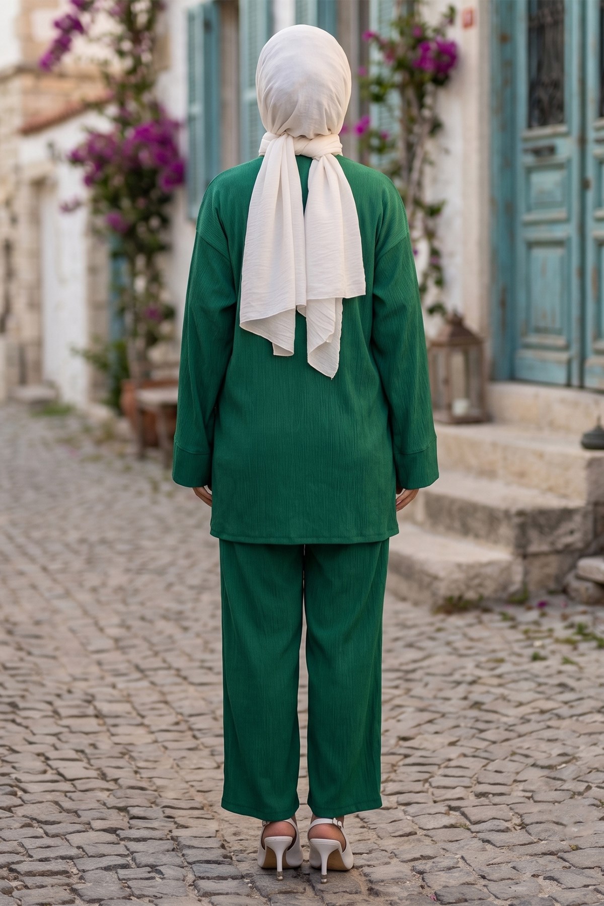 Yandan Bağlamalı Kimono Takım Zümrüt HM2935
