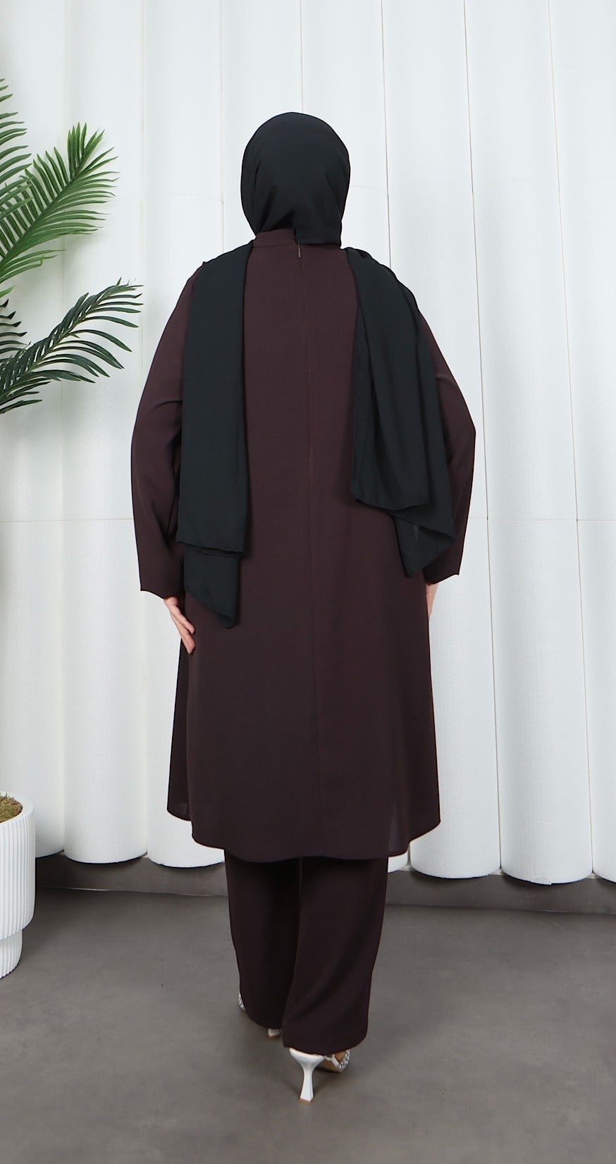 Yandan Tokalı Pantolonlu Ayrobin Takım Kahverengi   HNT8591