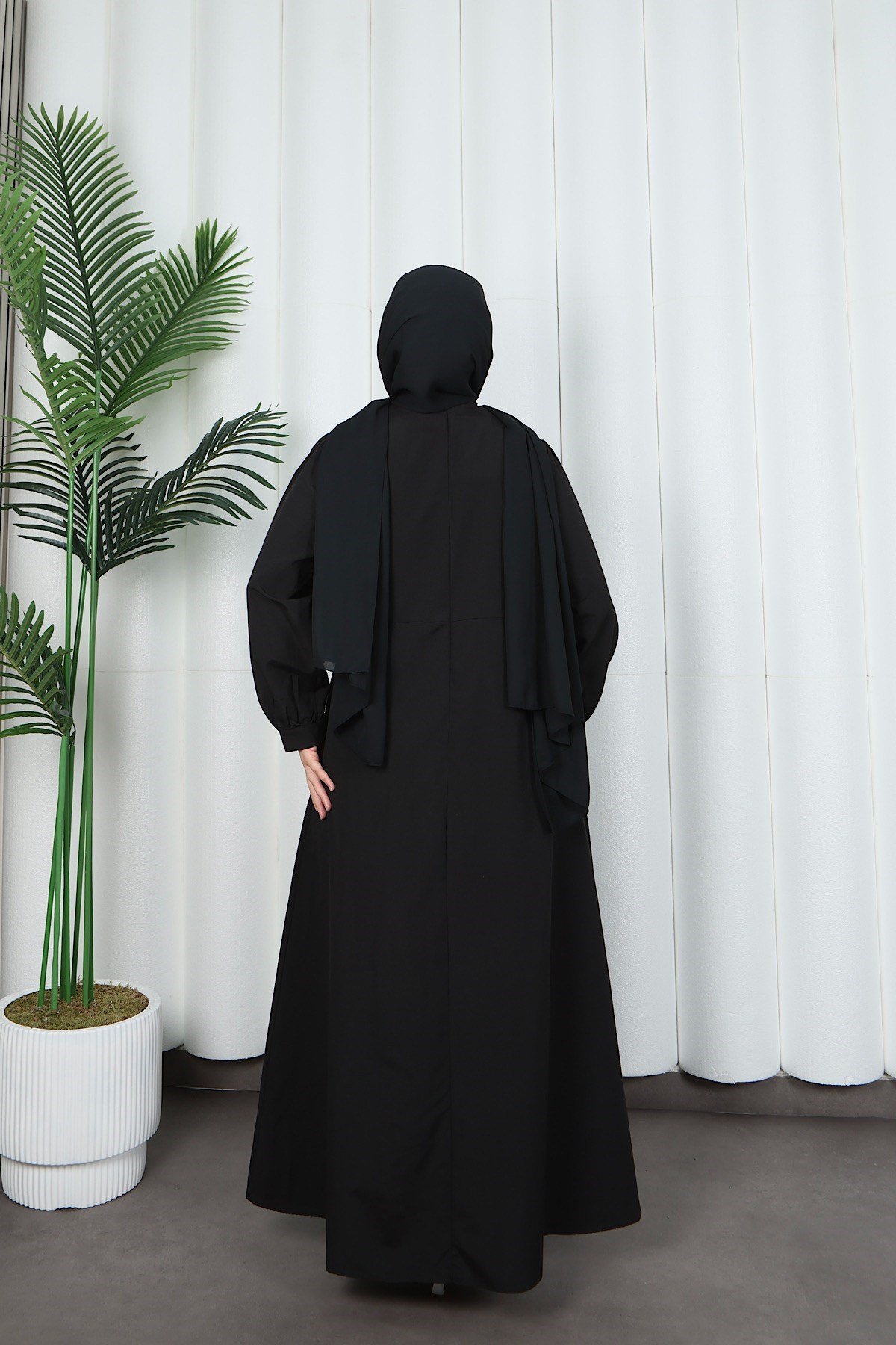 Yandan Tokalı Terikoton Elbise Siyah HNT0329