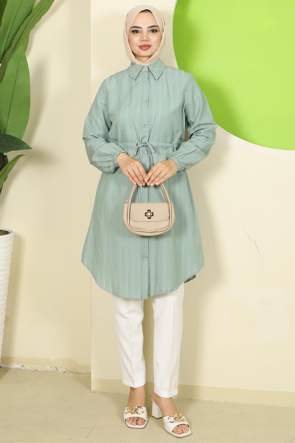 Yazlık Beli Bağlamalı Tunik Mint HM2811