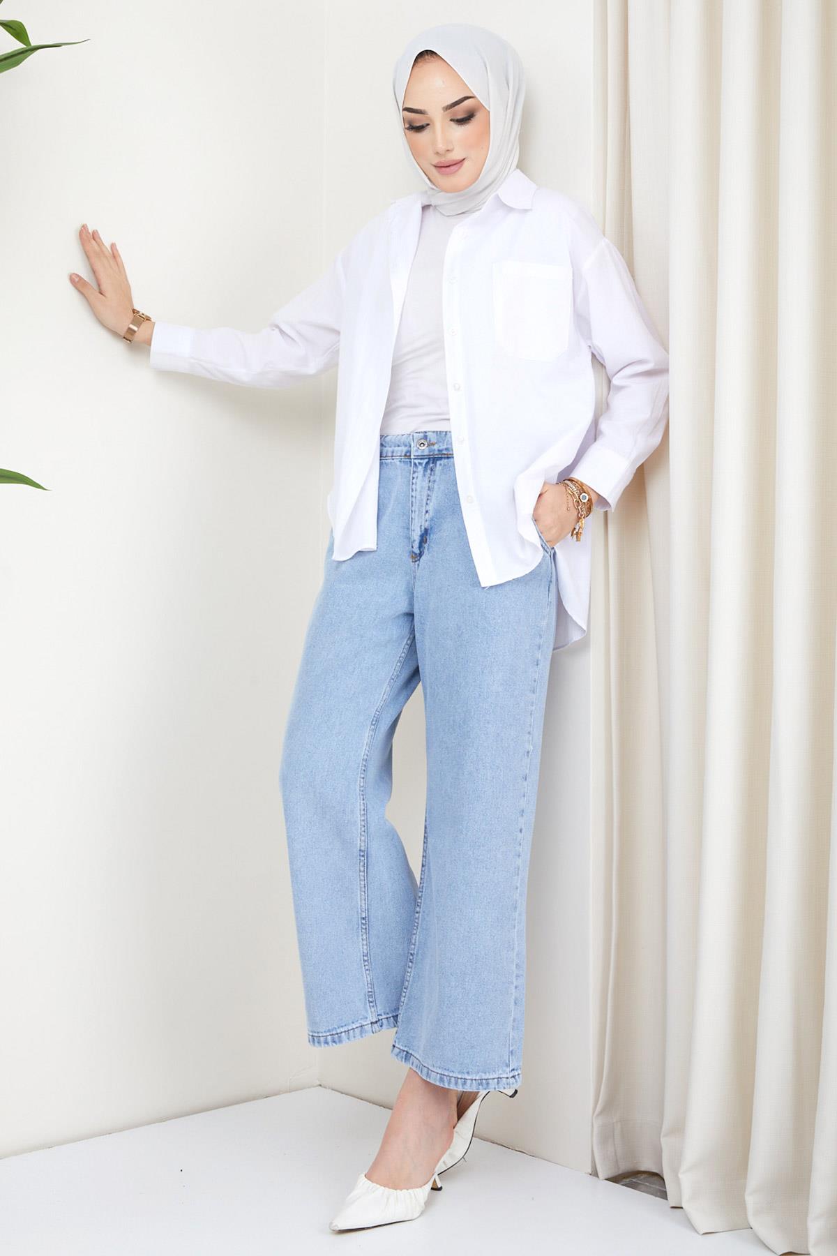 Yüksek Bel Wide Leg Kalıp Pantolon