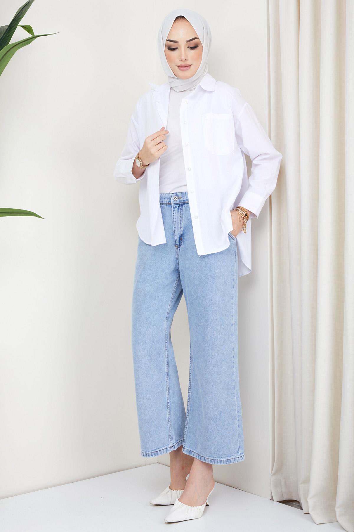 Yüksek Bel Wide Leg Kalıp Pantolon