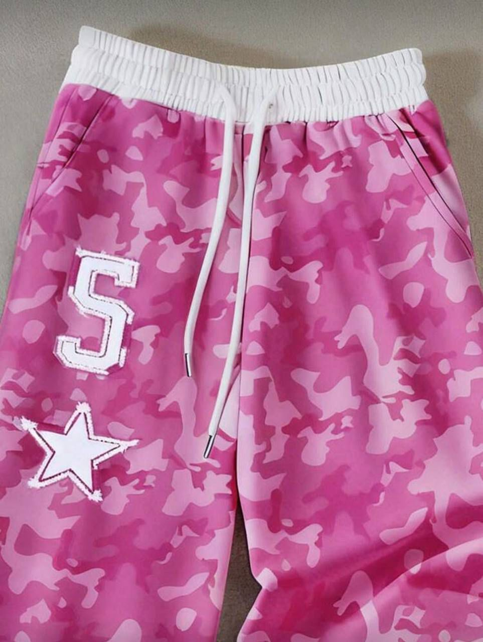 5 Star Pembe Kamuflaj Nakışlı Baggy Unisex Eşofman Altı