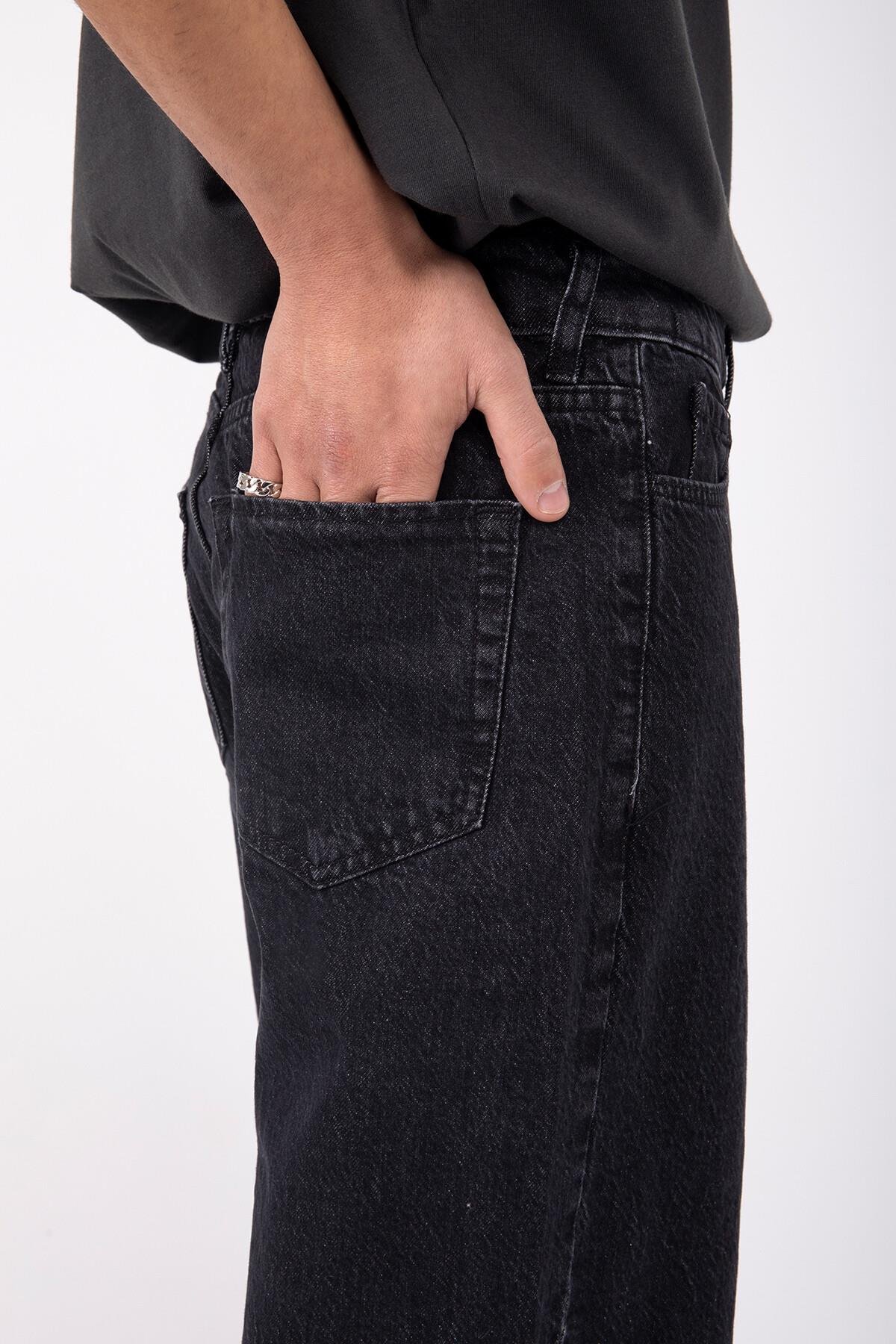 Baggy Oversize Basic Düz Antrasit Renkli Bol Jean Relaxed Rahat Kesim Unisex Pantolon