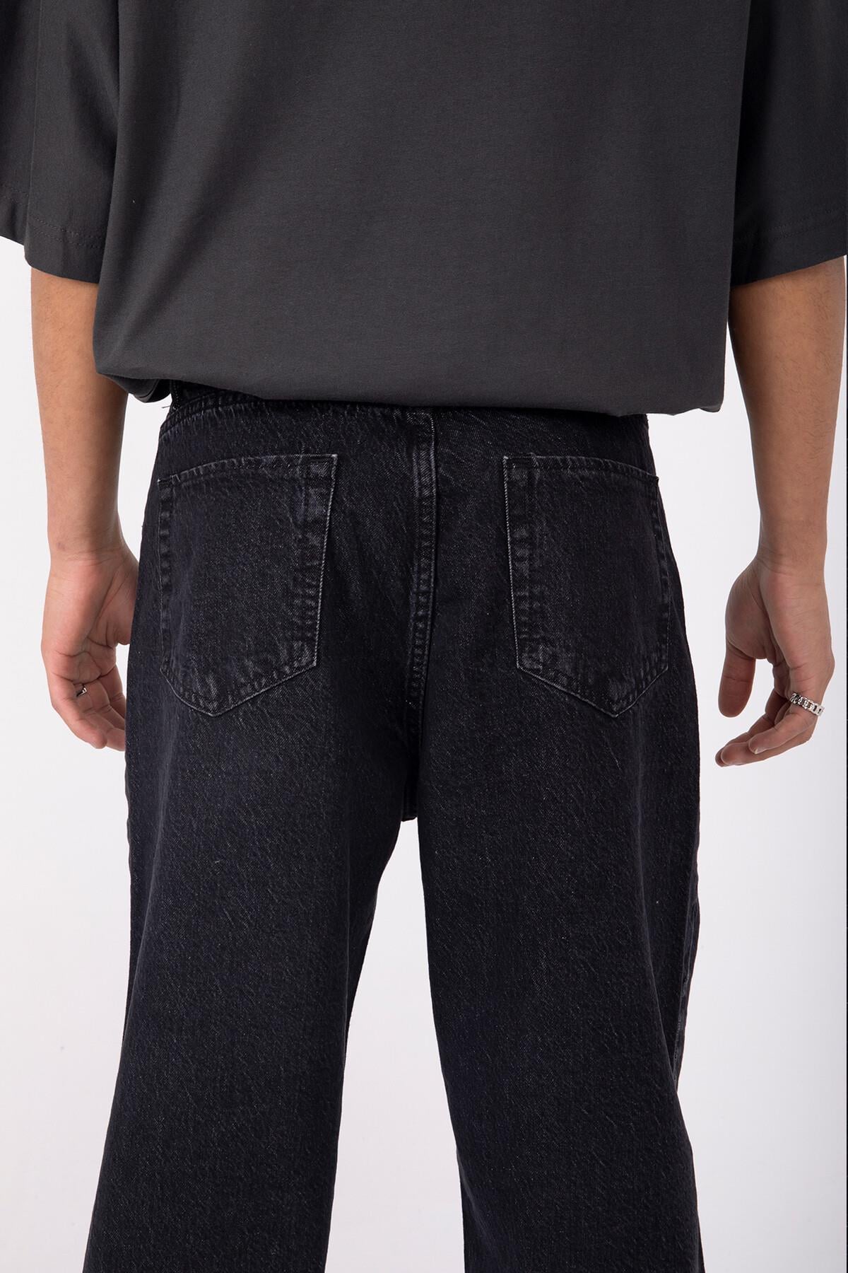 Baggy Oversize Basic Düz Antrasit Renkli Bol Jean Relaxed Rahat Kesim Unisex Pantolon
