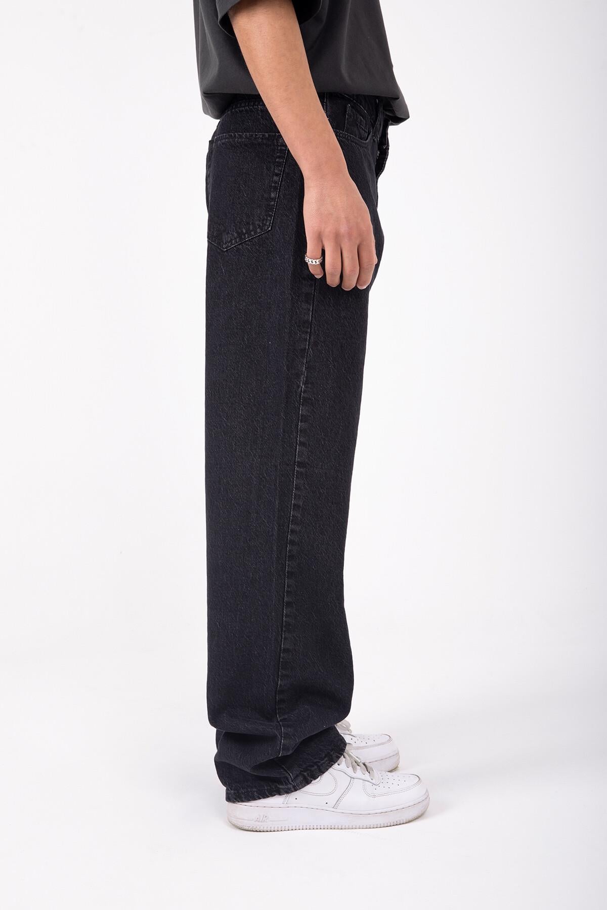 Baggy Oversize Basic Düz Antrasit Renkli Bol Jean Relaxed Rahat Kesim Unisex Pantolon
