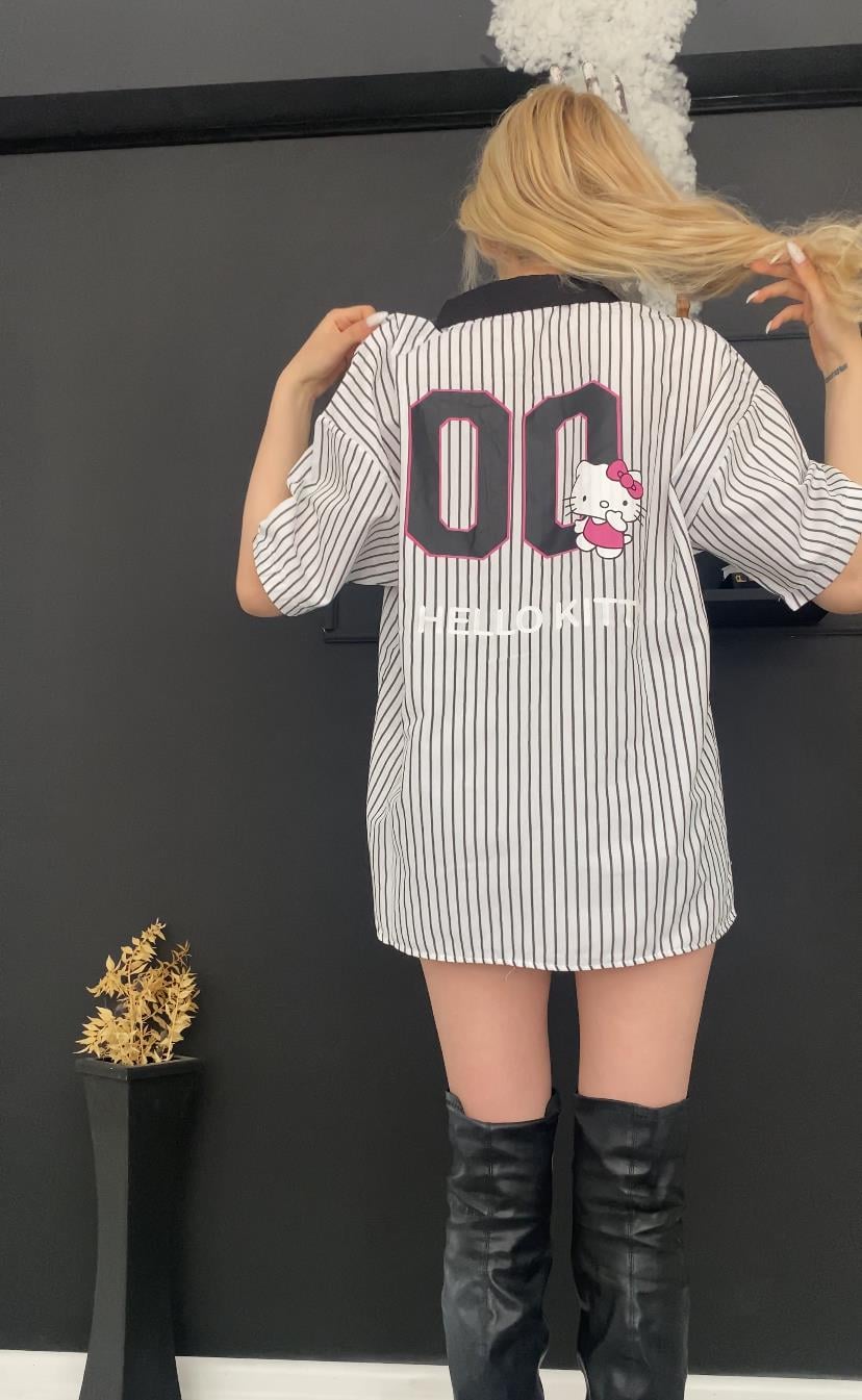 Beyaz Hello Kitty Jersey Gömlek