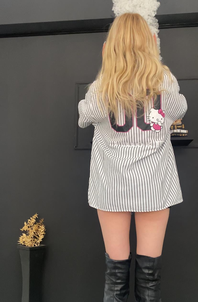 Beyaz Hello Kitty Jersey Gömlek