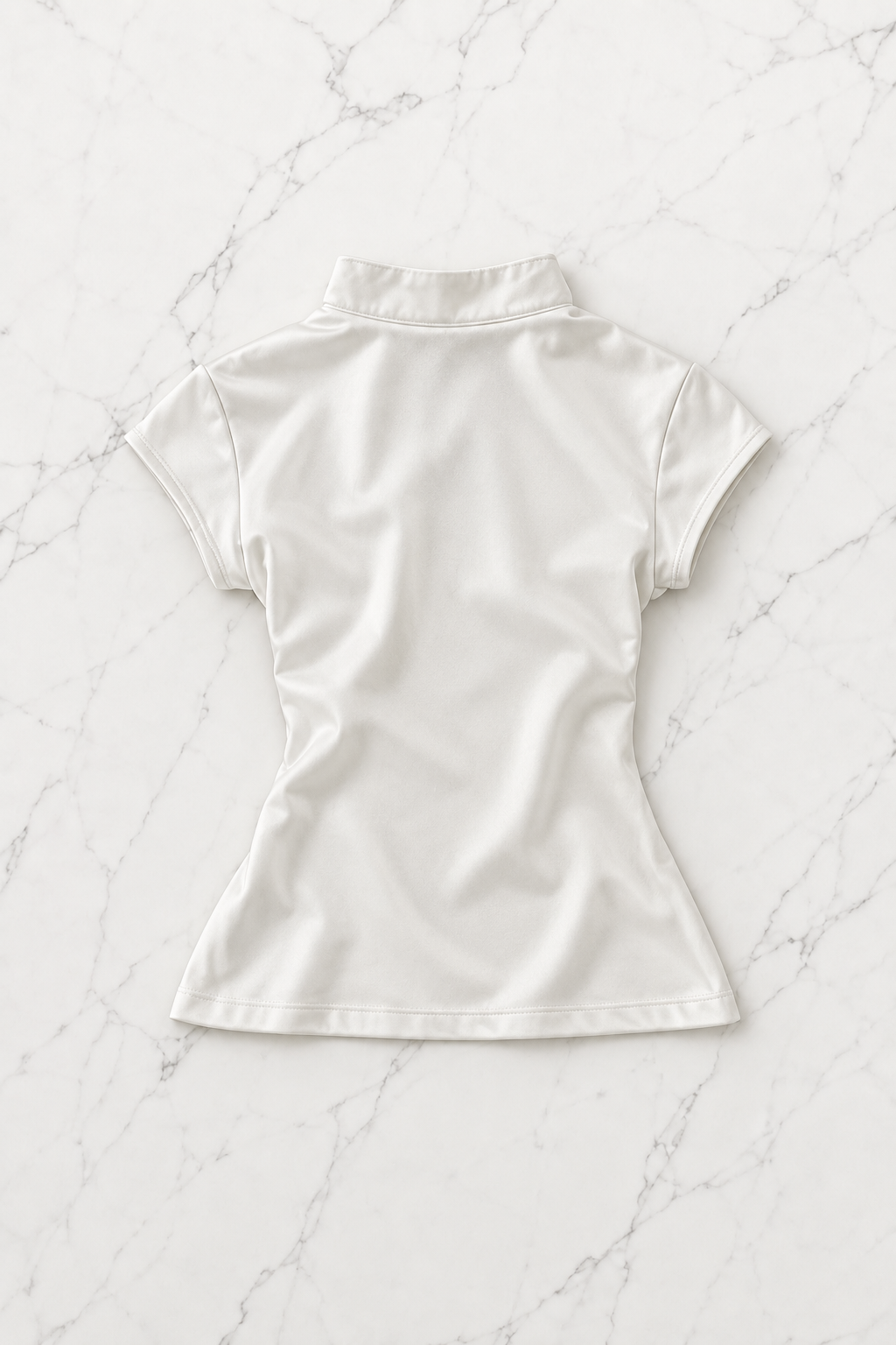Beyaz Qipao Vintage Pencere Detaylı Y2K Kısa Kollu Crop