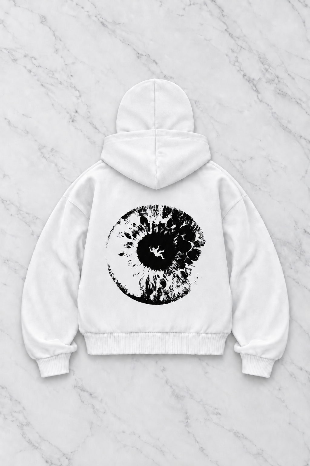 Beyaz Unisex Kar Maskeli I See You Baskılı Oversize Hırka