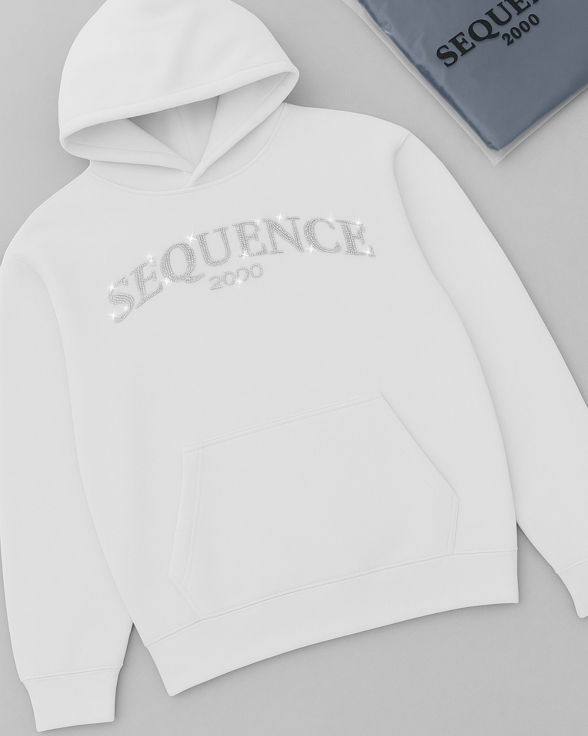 Beyaz Unisex Oversize Beyaz Sequence Parıltılı Taş Baskılı Sweatshirt