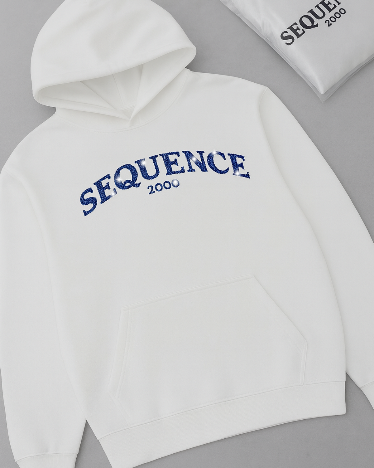Beyaz Unisex Oversize Beyaz Sequence Parıltılı Taş Baskılı Sweatshirt