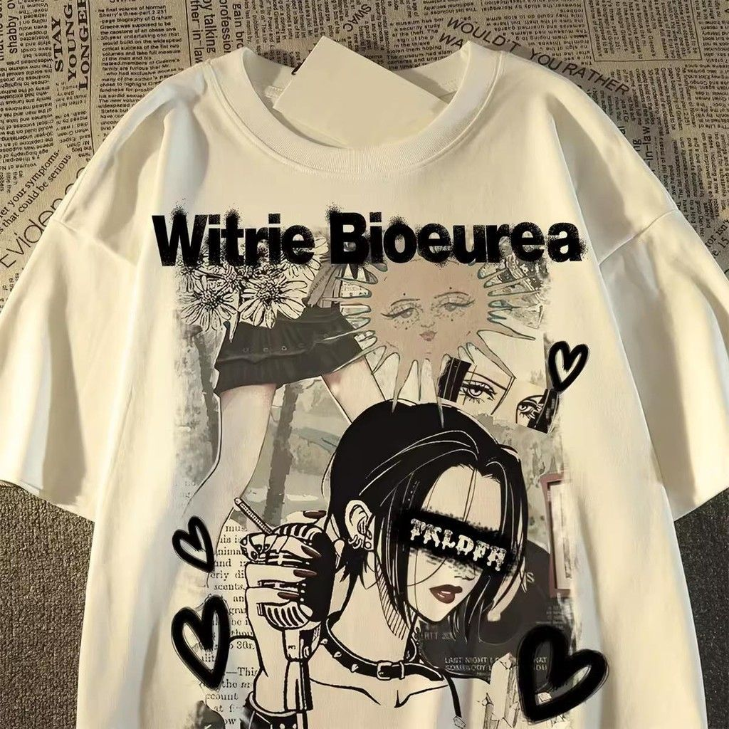 Beyaz Wtrie Bioeurea Baskılı Kısa Kol Oversize T-Shirt
