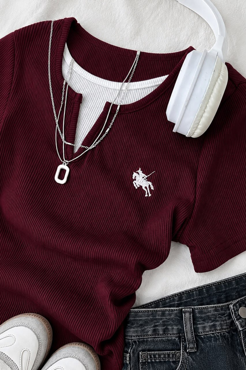 Bordo Chapter Parçalı Büzgülü Bluz