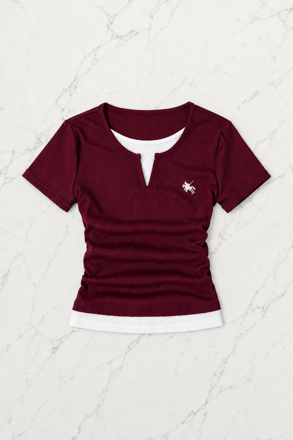 Bordo Chapter Parçalı Büzgülü Bluz
