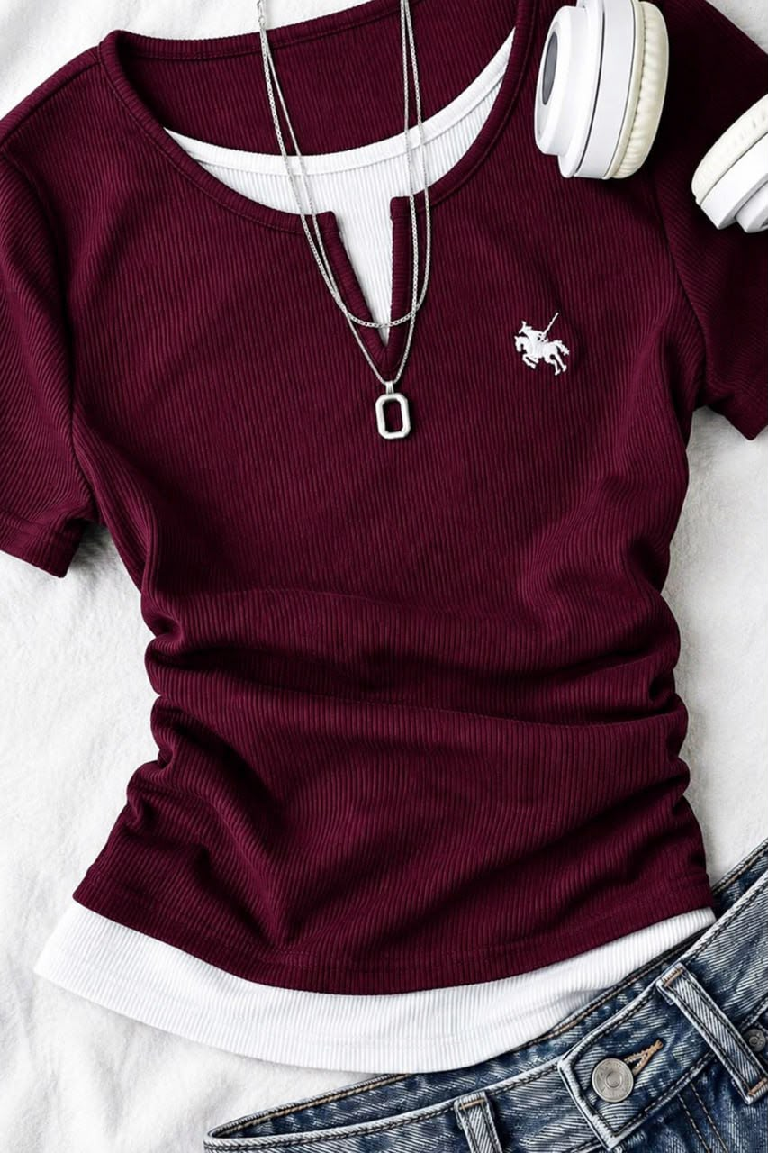 Bordo Chapter Parçalı Büzgülü Bluz