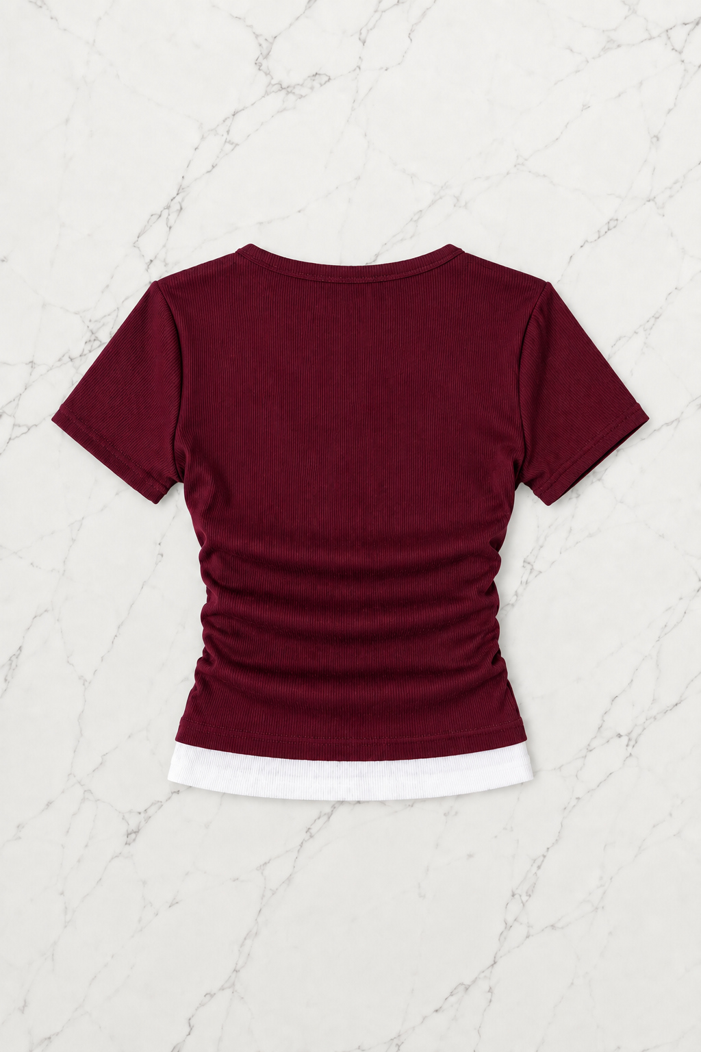 Bordo Chapter Parçalı Büzgülü Bluz