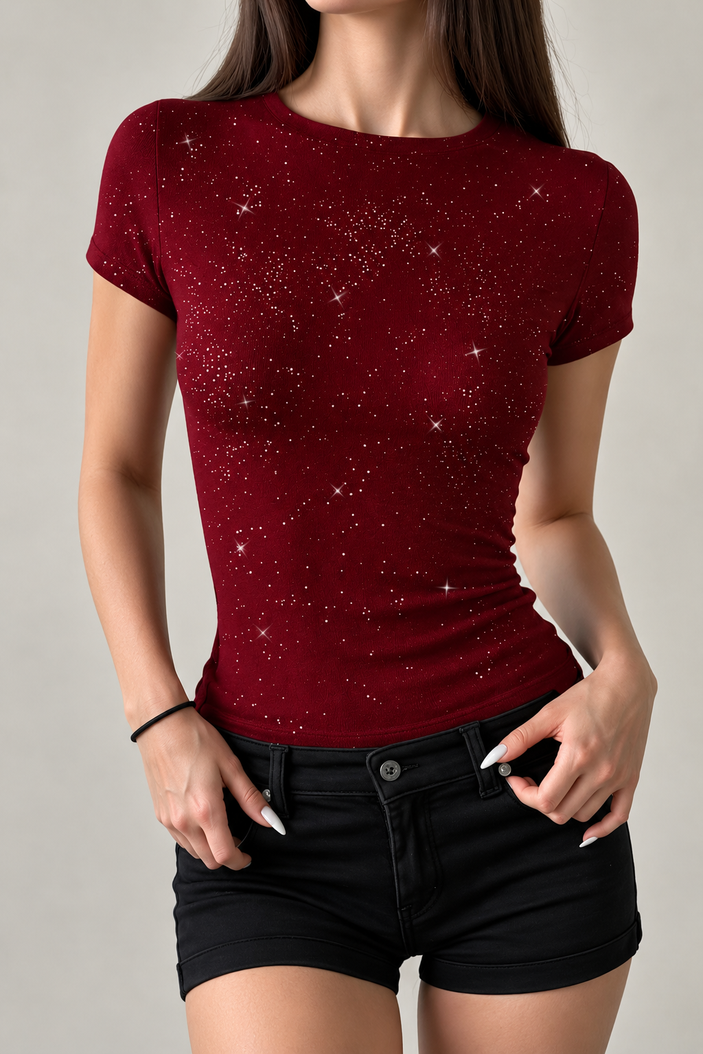 Bordo Cris Sim Detaylı Tam Boy Bluz